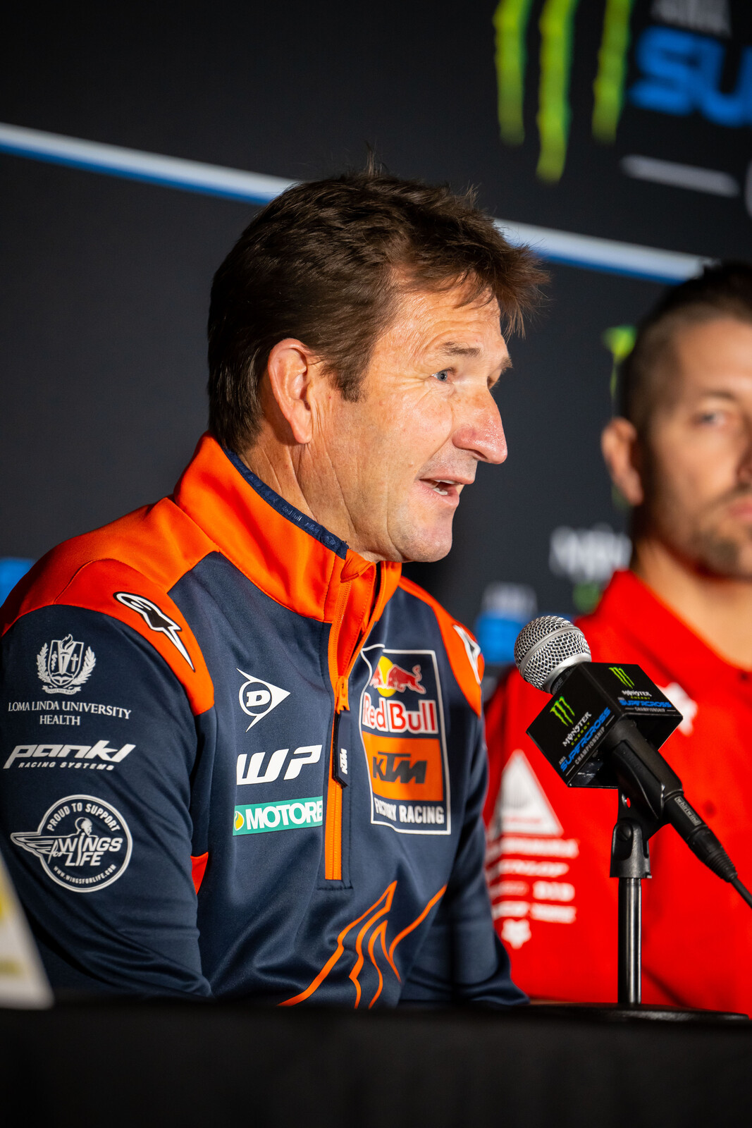 Ian Harrison at the preseason press conference ahead of the Anaheim 1 Supercross.