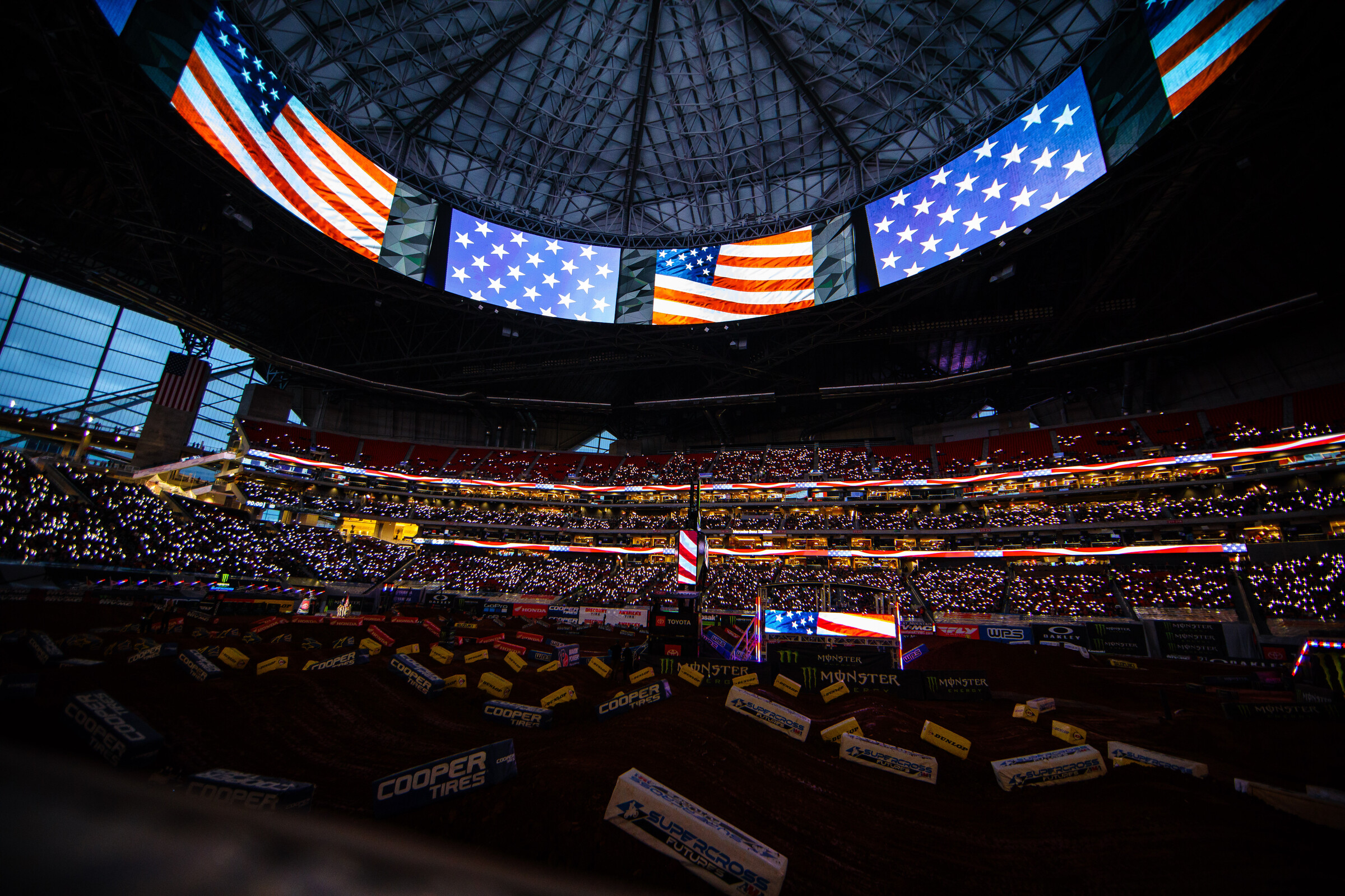 Opening ceremonies at the 2019 Atlanta Supercross at Mercedes Benz Stadium.