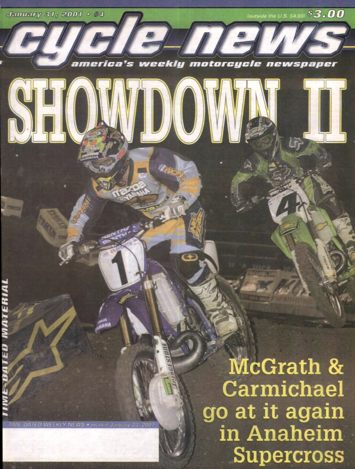 Jeremy on the cover of Cycle News from the 2001 Anaheim 2 SX.