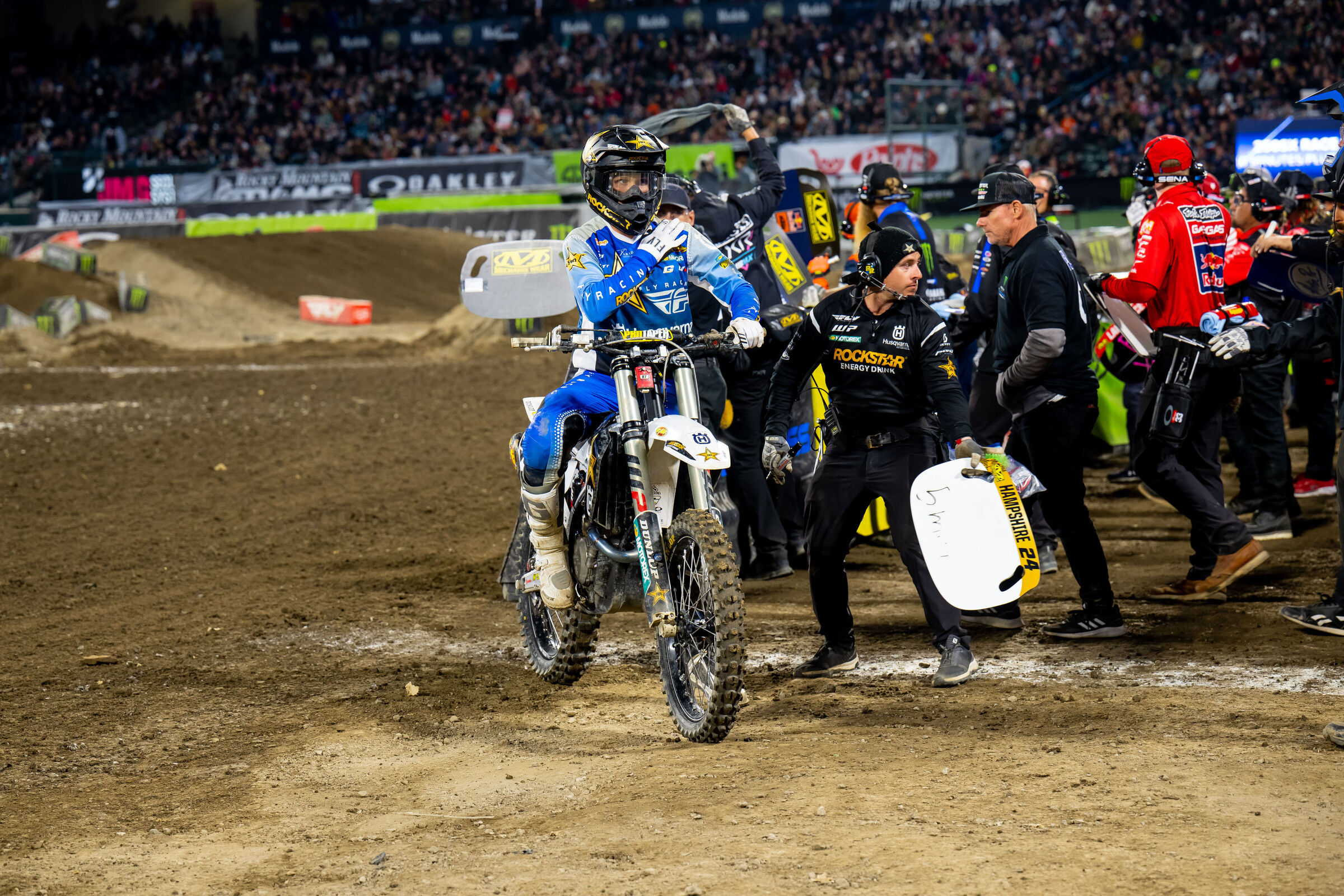 RJ Hampshire exiting the race in 250SX Race 2. 