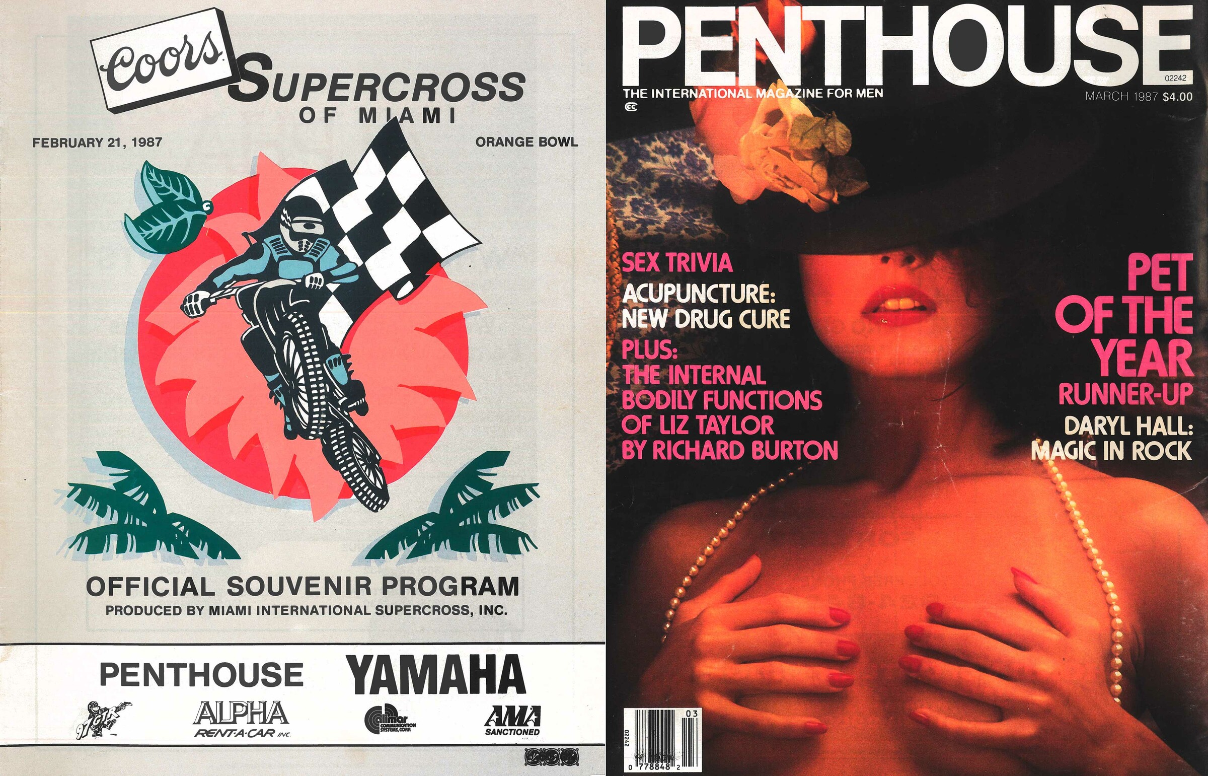 The 1987 Miami Supercross program front and back cover.