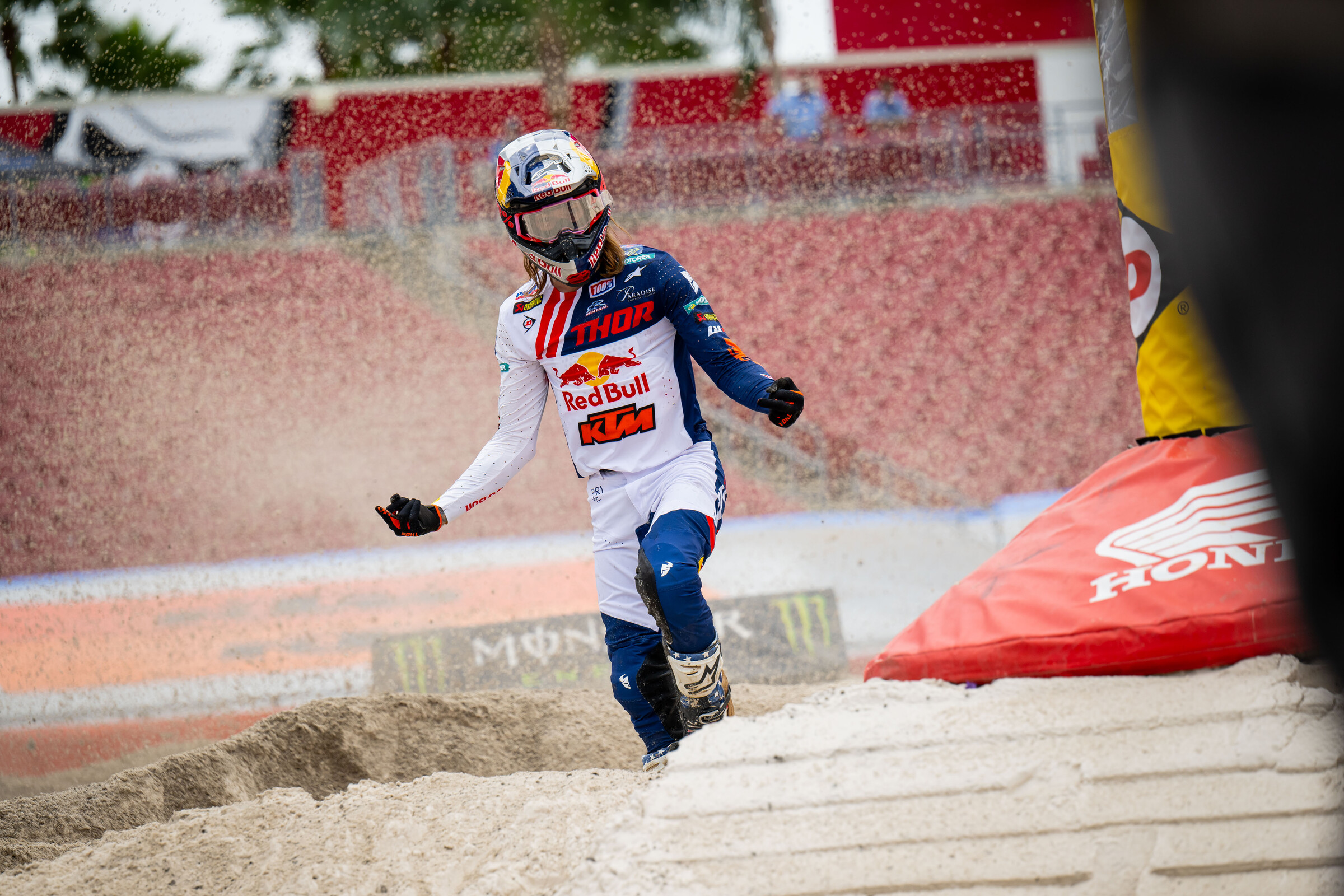 Aaron Plessinger making it known how he truly feels about sand sections in supercross. 