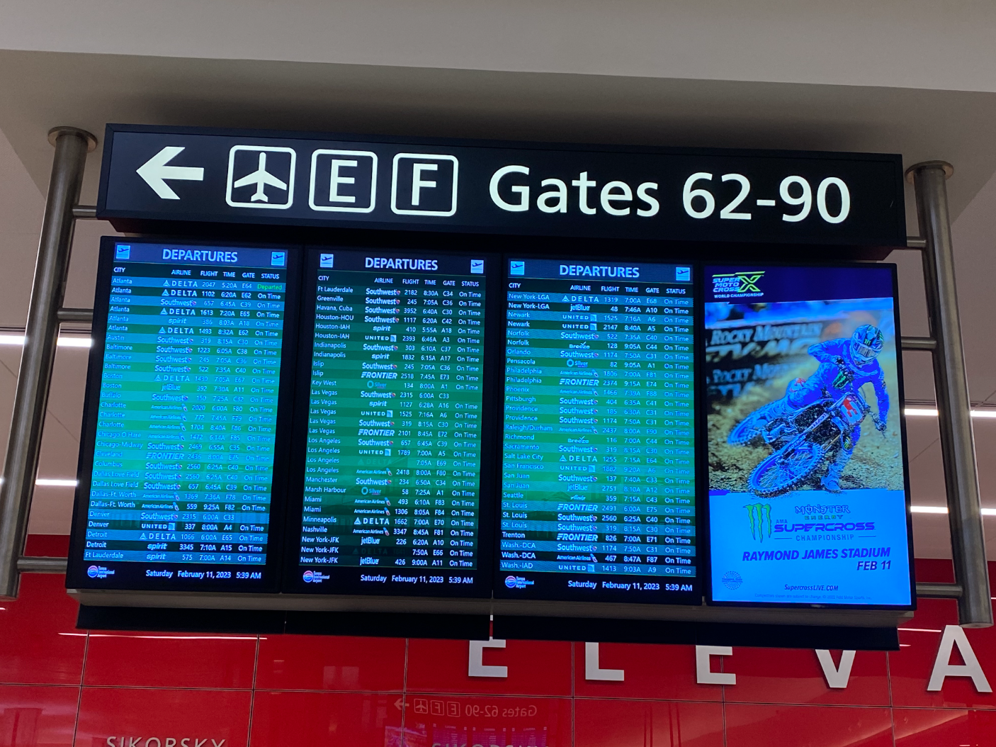 Supercross signs at the Tampa airport