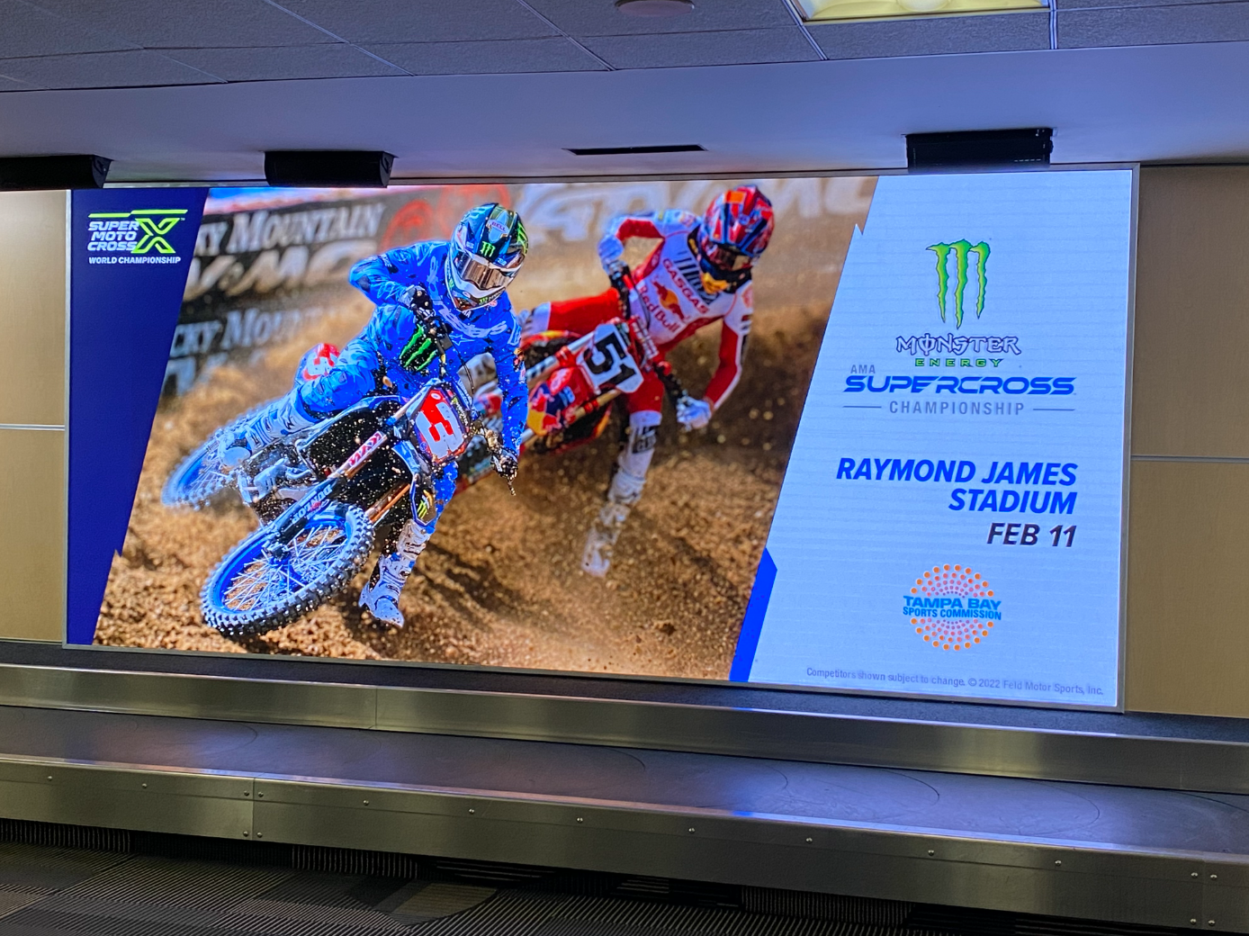 Supercross signs at the Tampa airport