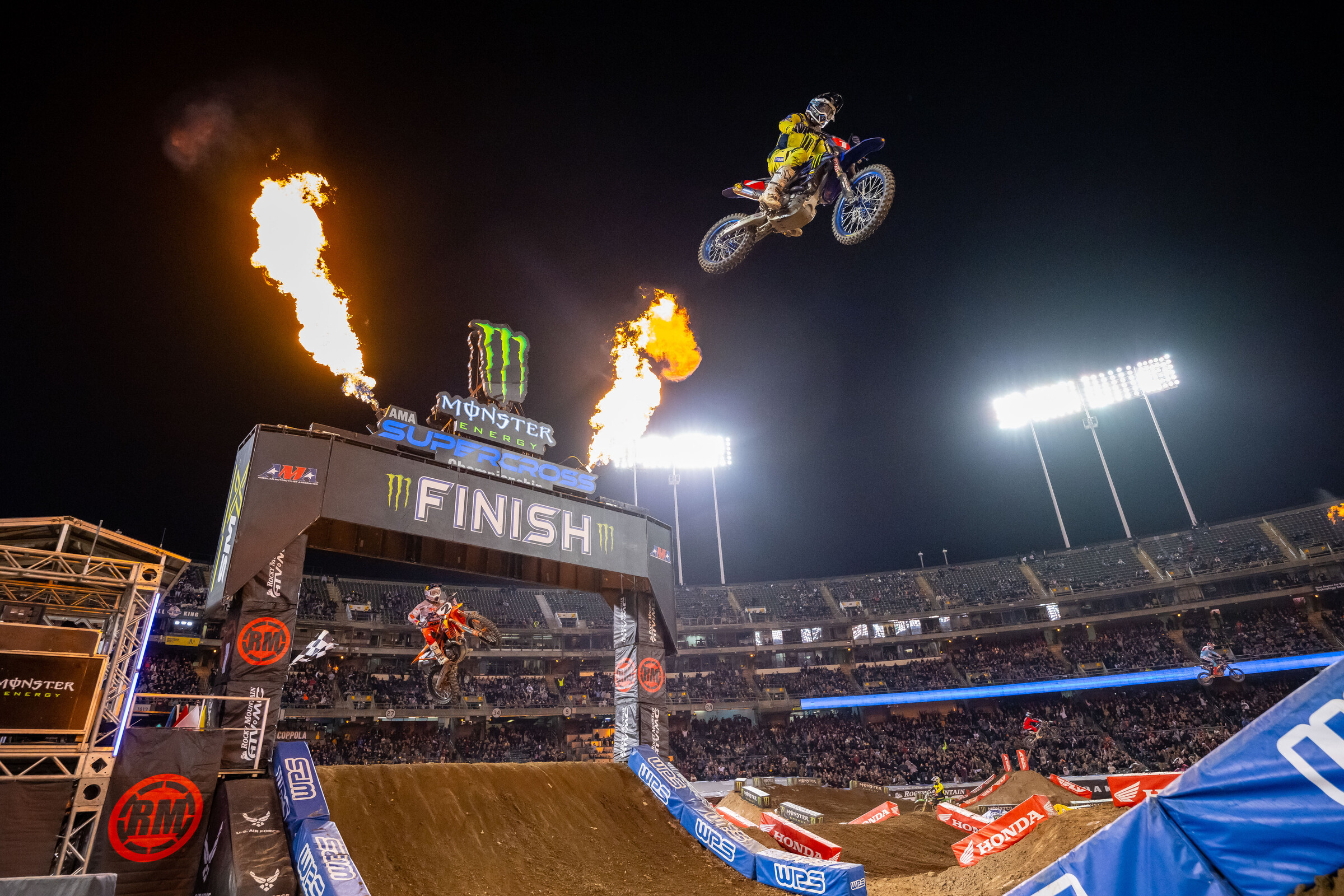 Cooper Webb was nipping at Tomac's heels on the final lap.