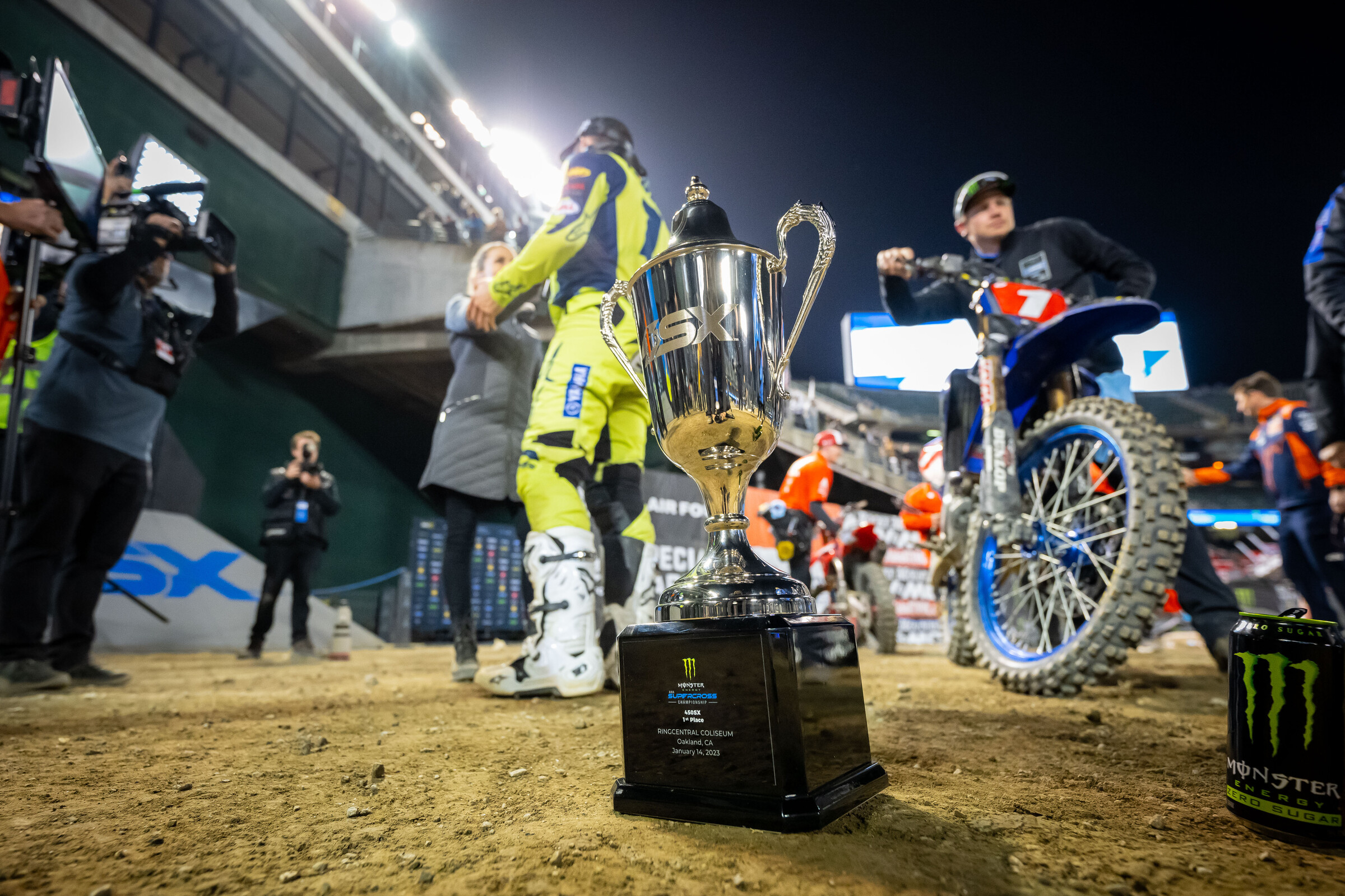 Tomac's 48th 450SX main event trophy.