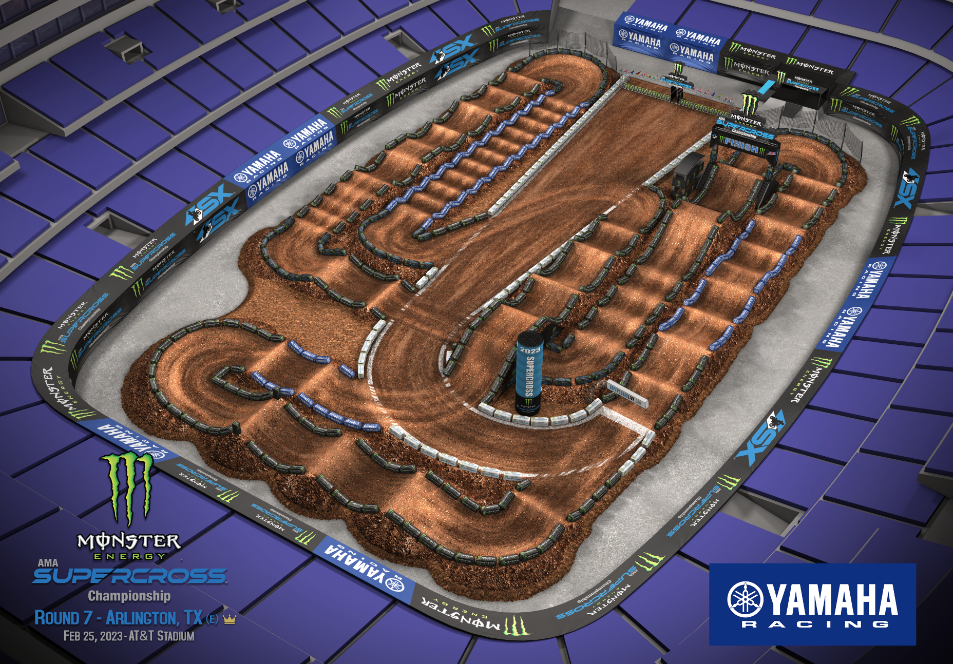 The 2023 Arlington Supercross track map layout.