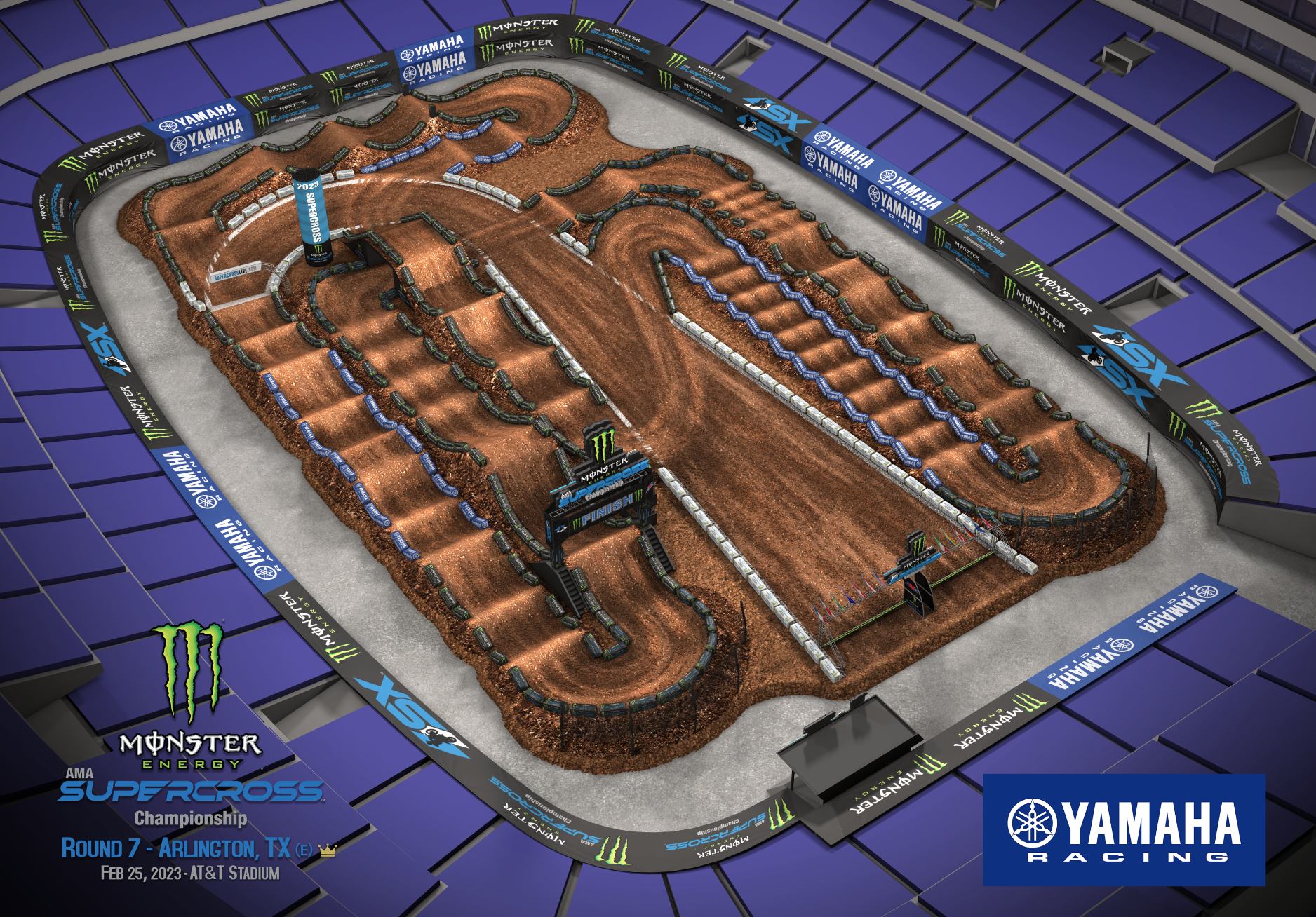 The 2023 Arlington Supercross track map layout.