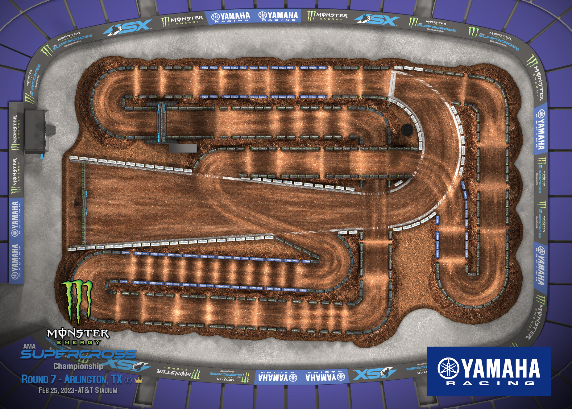The 2023 Arlington Supercross track map layout.