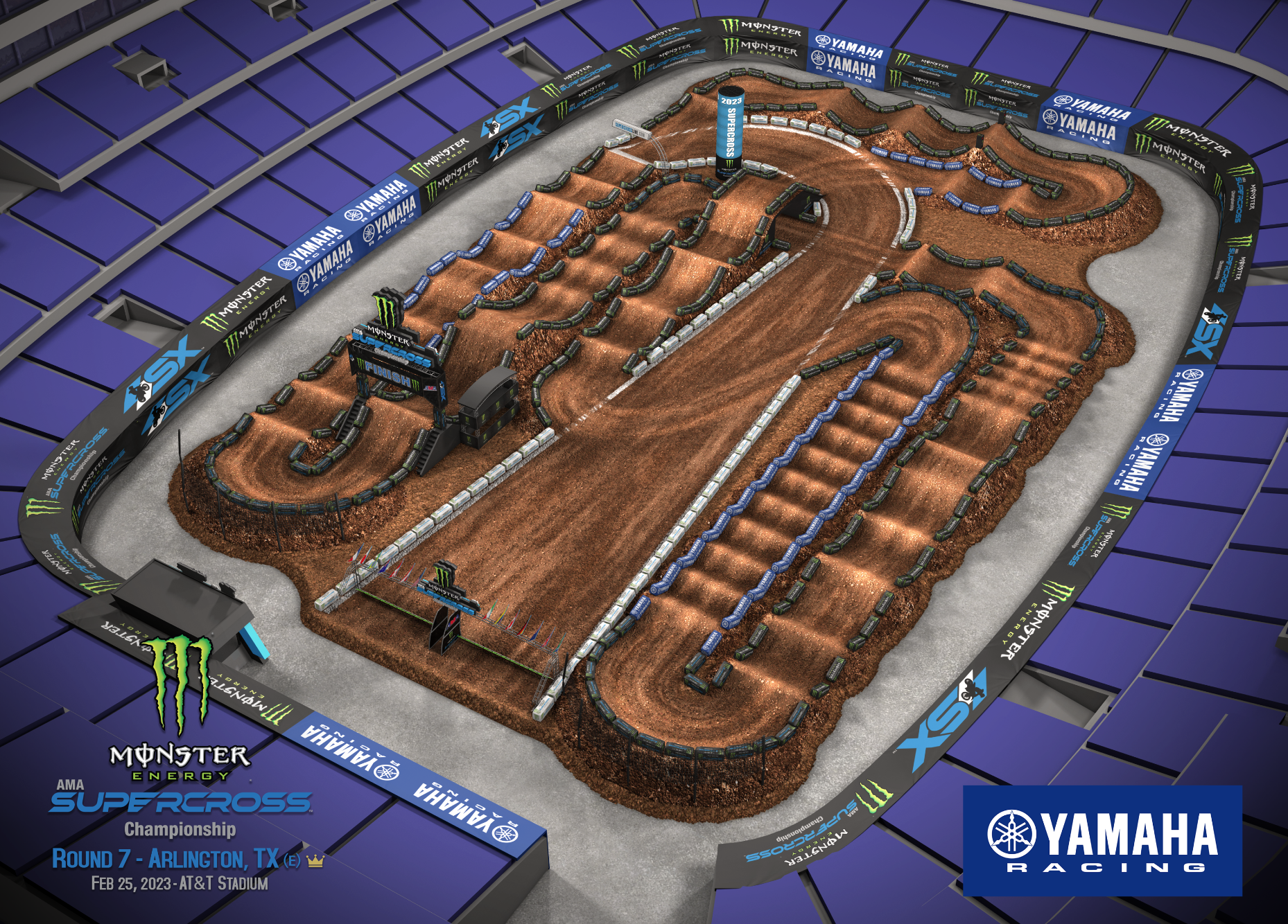 The 2023 Arlington Supercross track map layout.