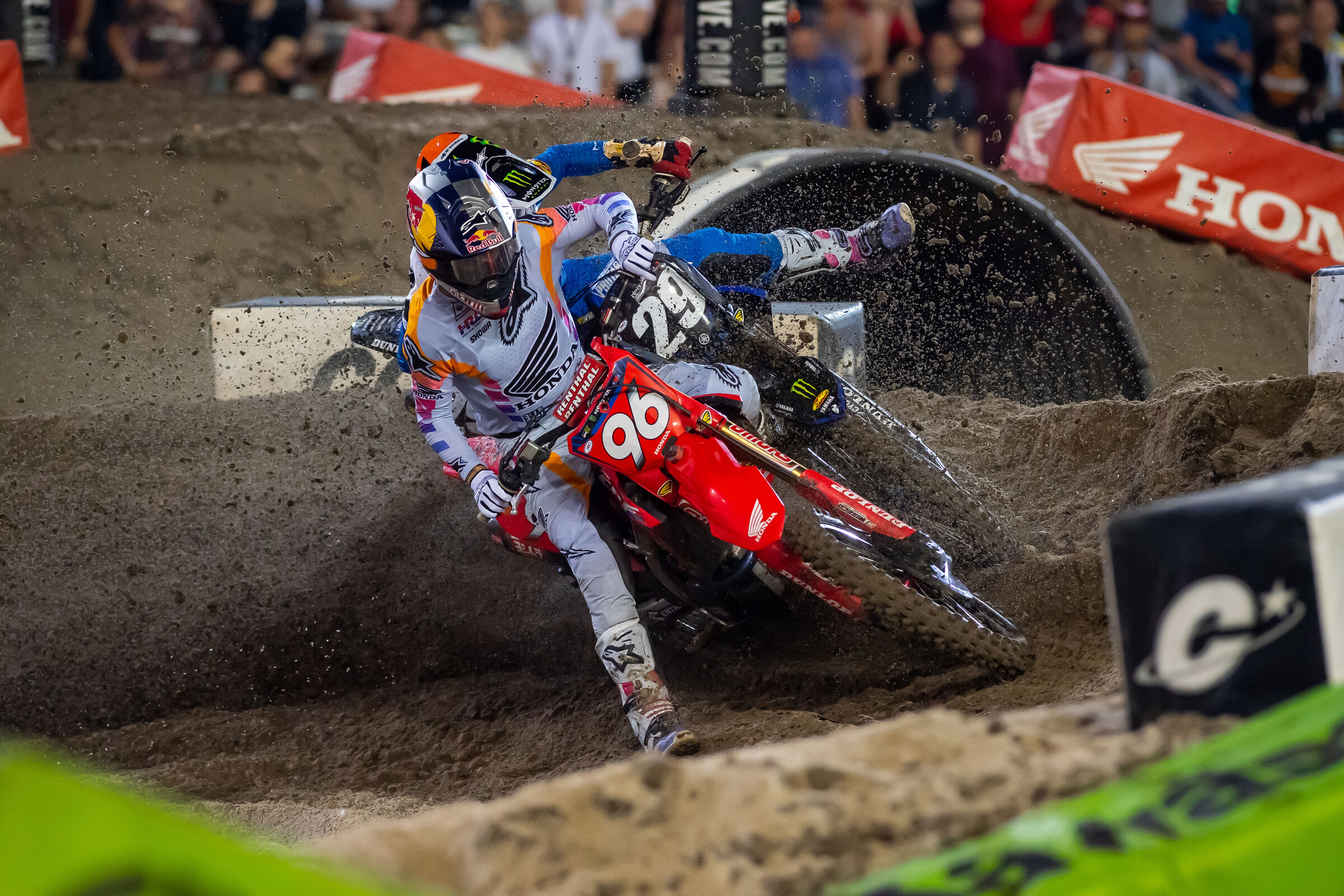 Check out the collision between Hunter Lawrence and Nate Thrasher our guys at Align Media caught.