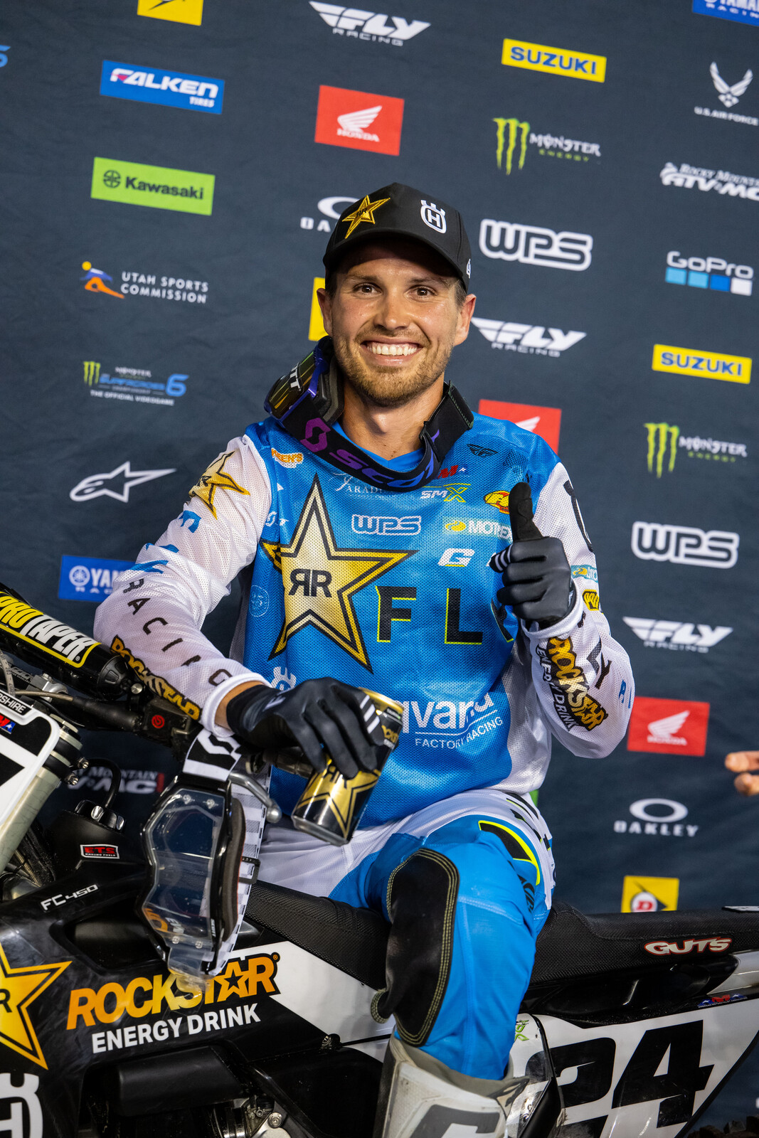 Hampshire was all smiles after winning his first ever 450 heat race.