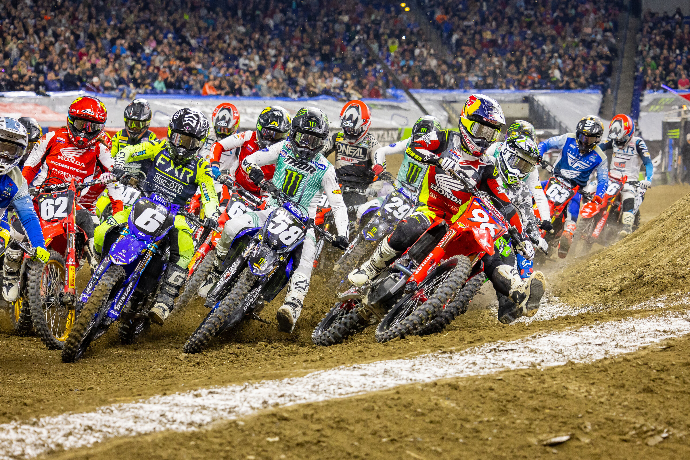 Hunter Lawrence picked up the holeshot in the main event.