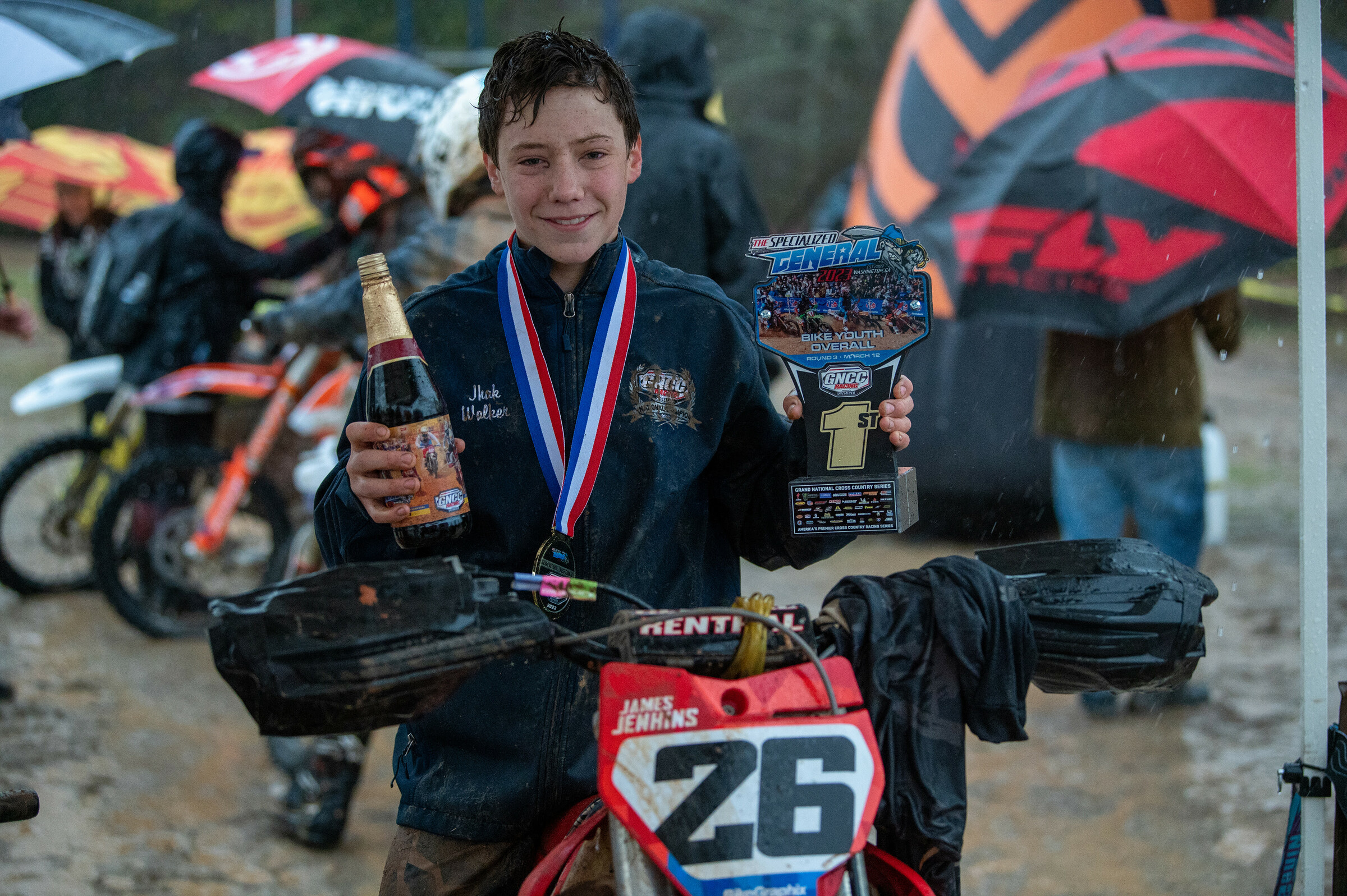 James Jenkins earned the Youth Overall and YXC1 Super Mini Sr. class win through the rain and mud. 