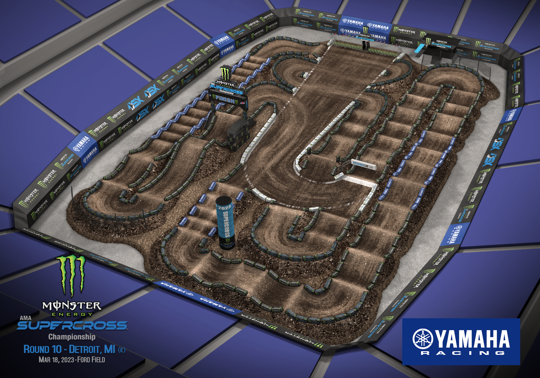 2023 Detroit Supercross track map layout
