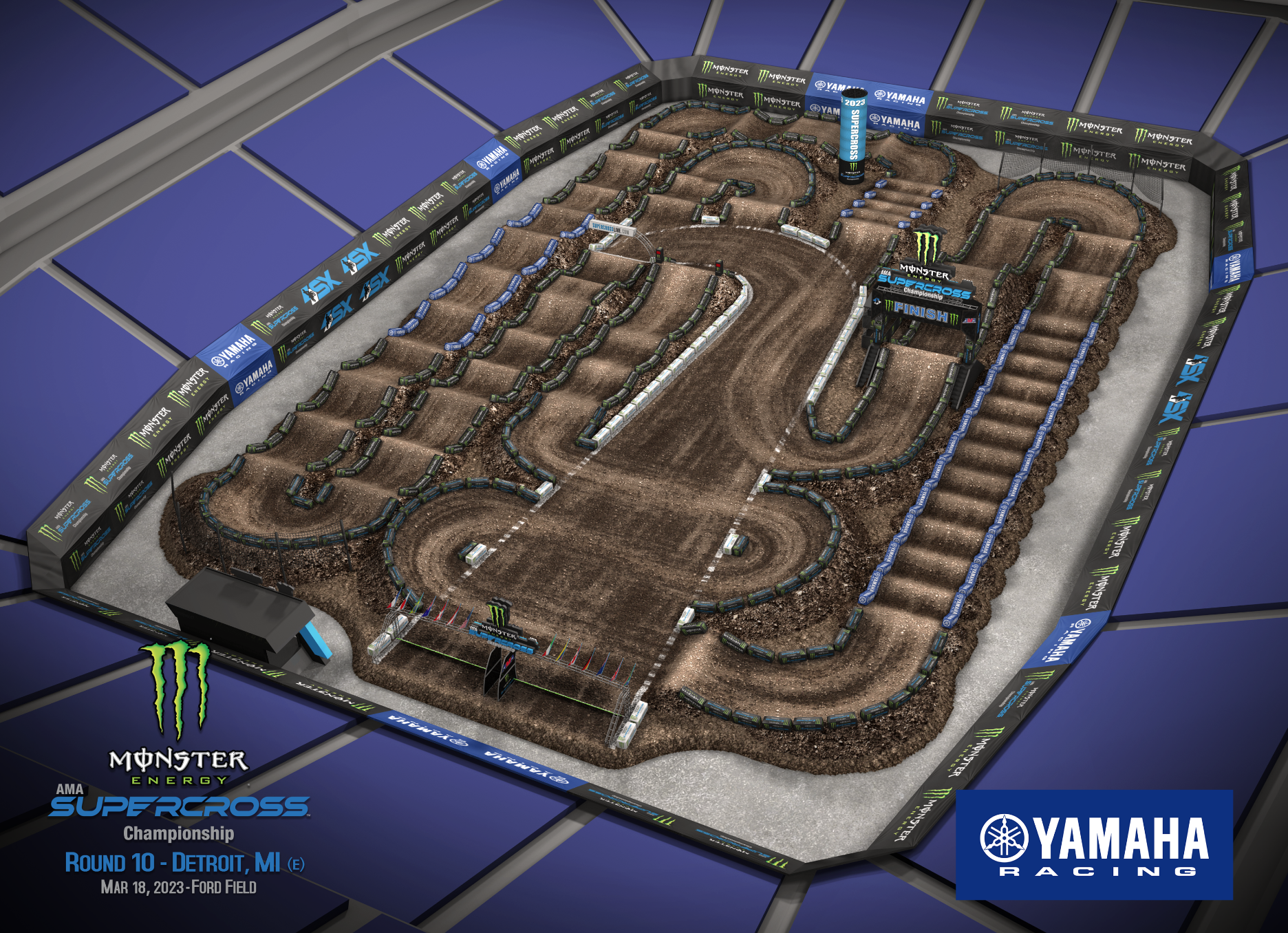 2023 Detroit Supercross track map layout