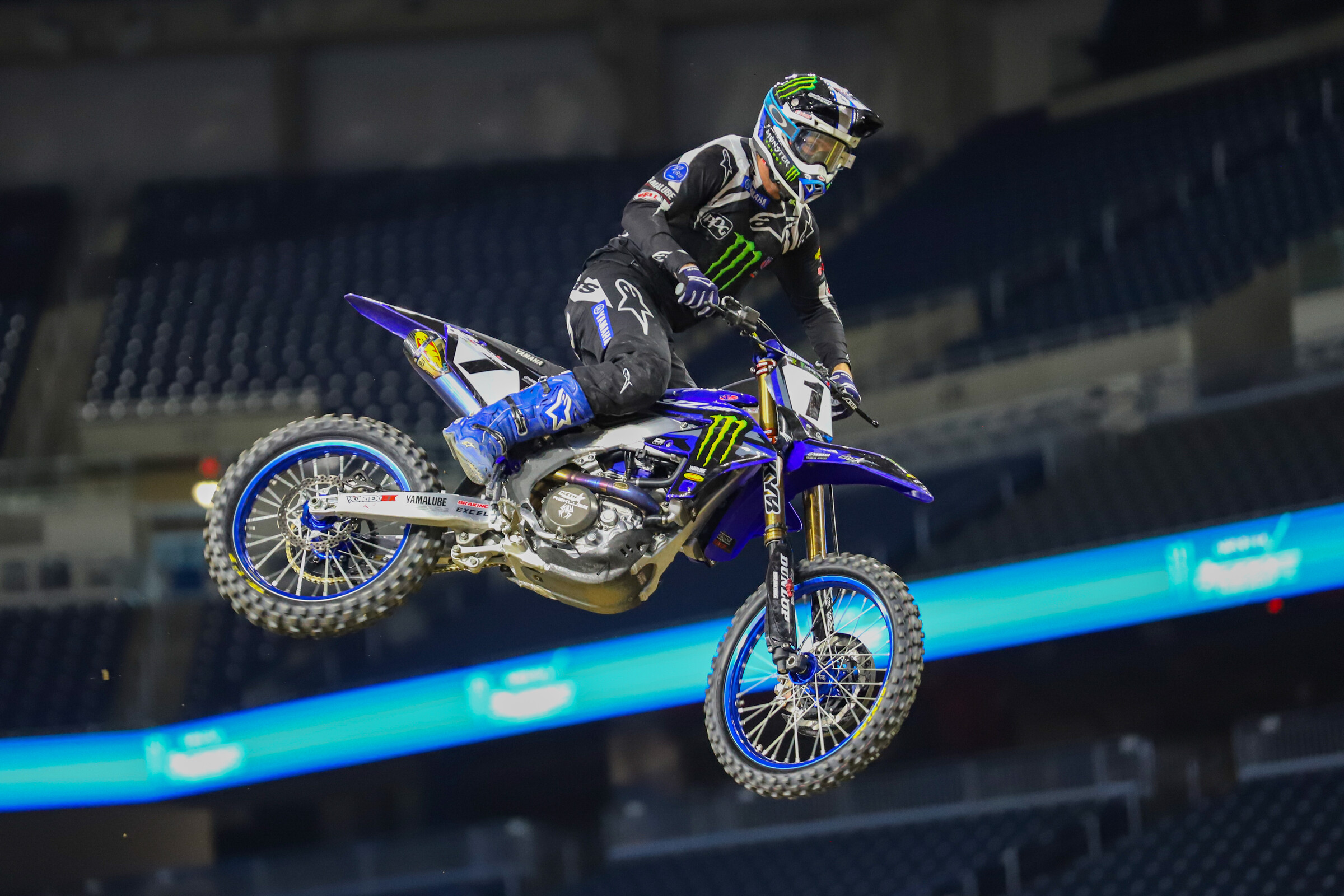 First look at Eli Tomac's 2023 YZ450F without the red backgrounds as he enters the tenth round second in the 450SX standings to Cooper Webb.
