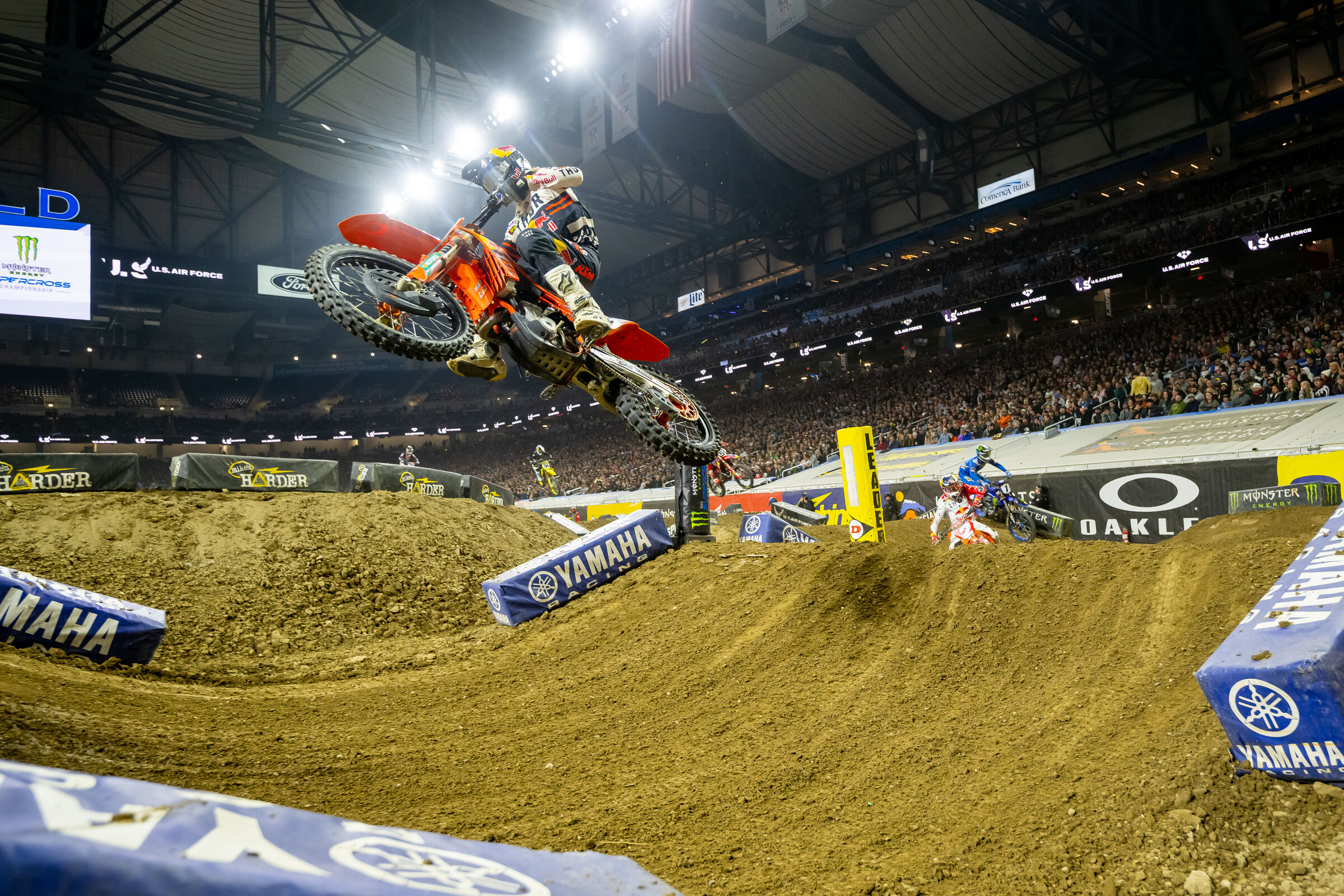 Aaron Plessinger was gone with the win until a crash ended his run.