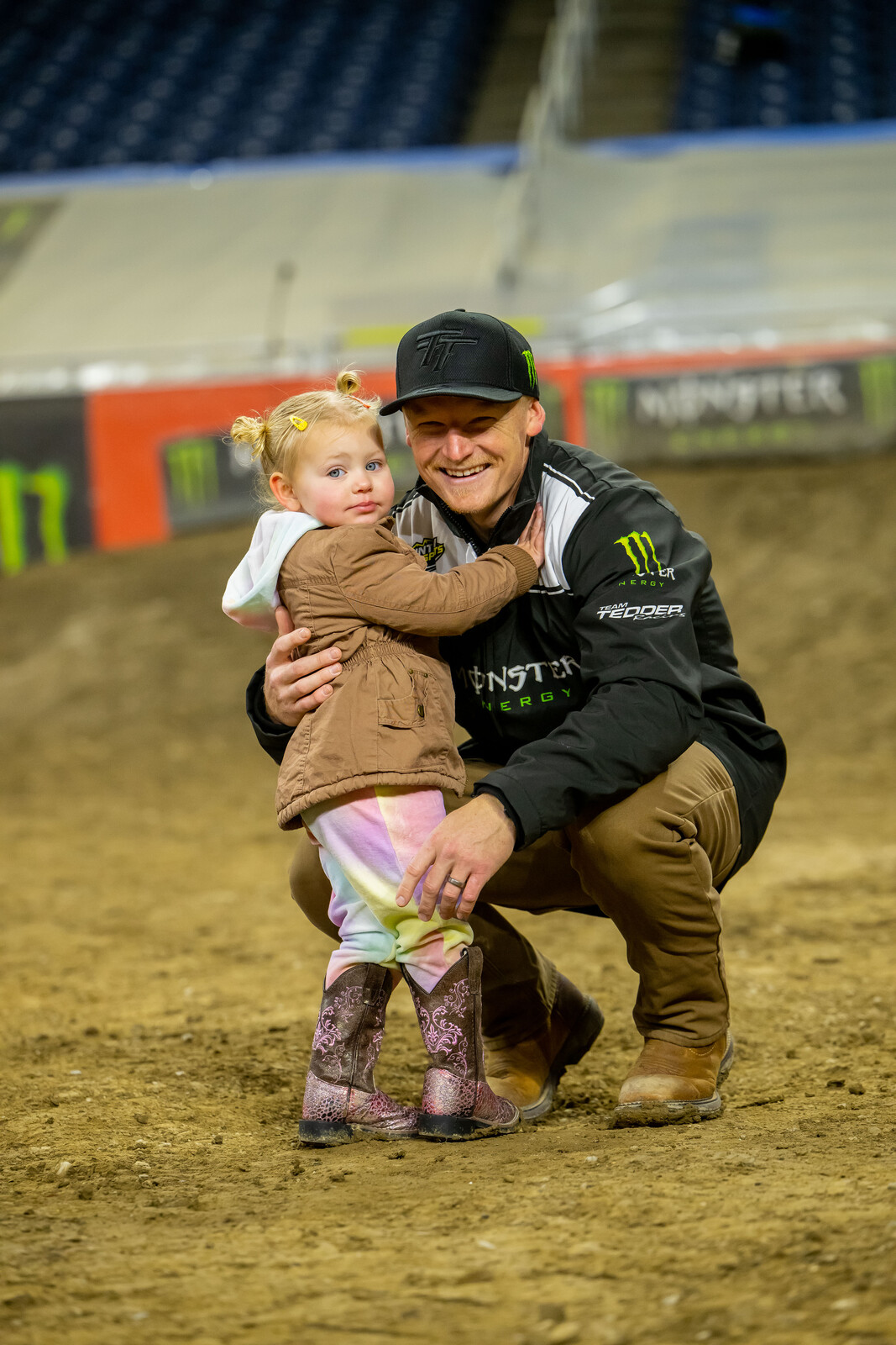 Justin Hill and his daughter at the Detroit Supercross.