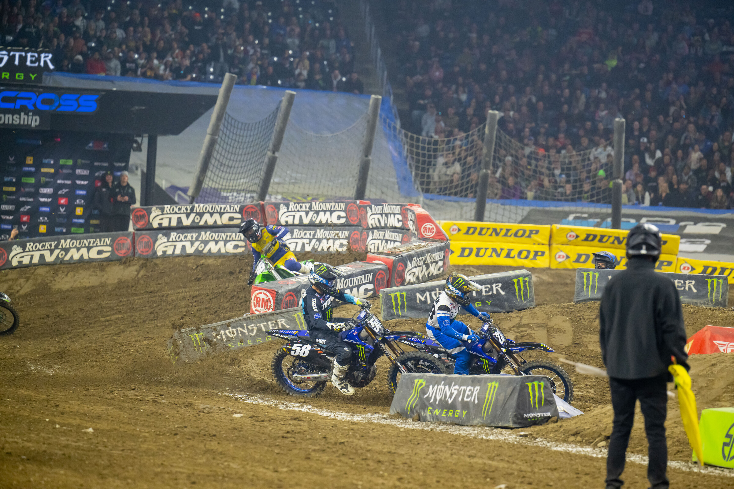 Haiden Deegan and Jordon Smith making the 250SX heat race exciting. 