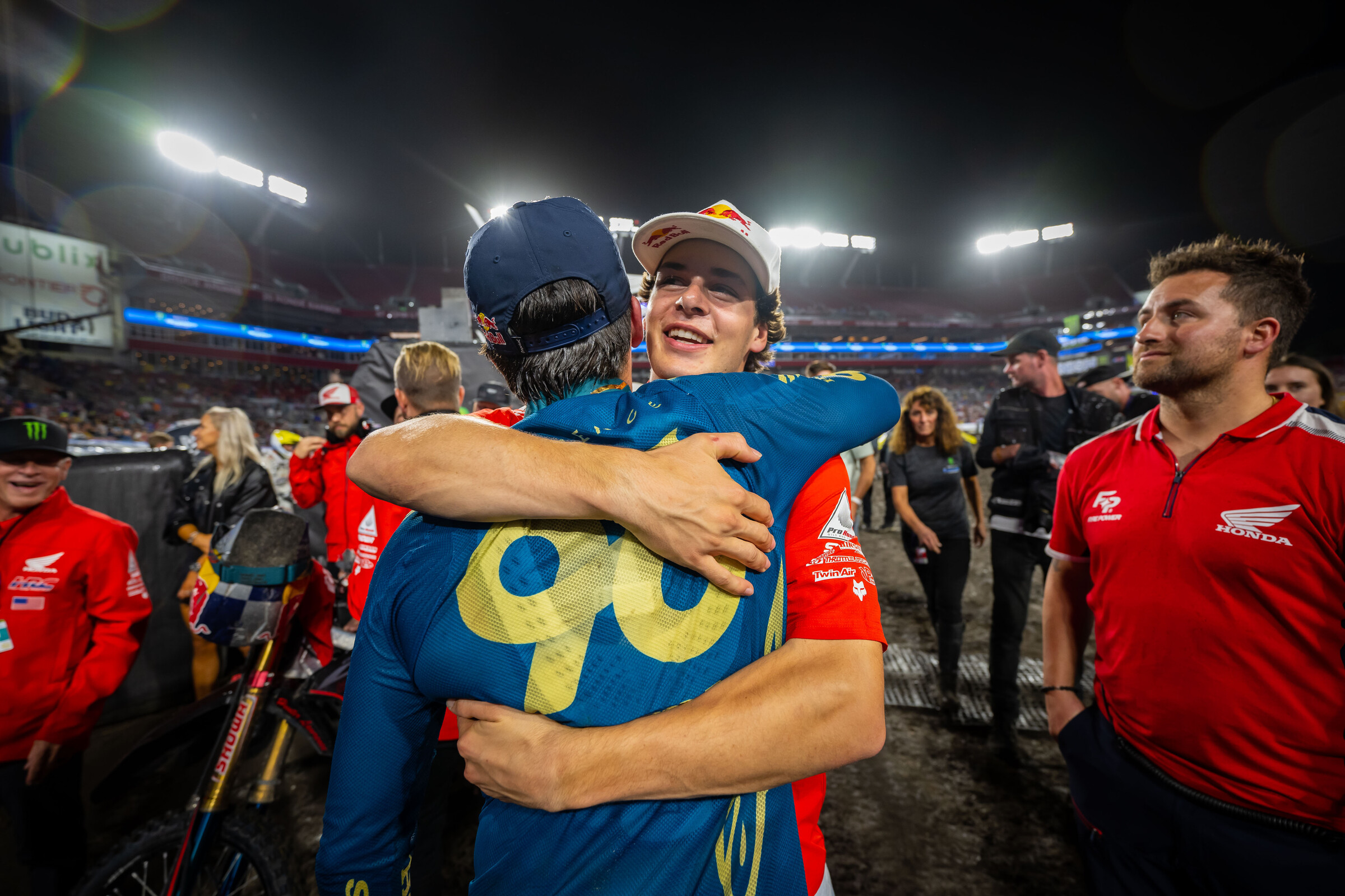 Hunter and Jett Lawrence at the Tampa Supercross.