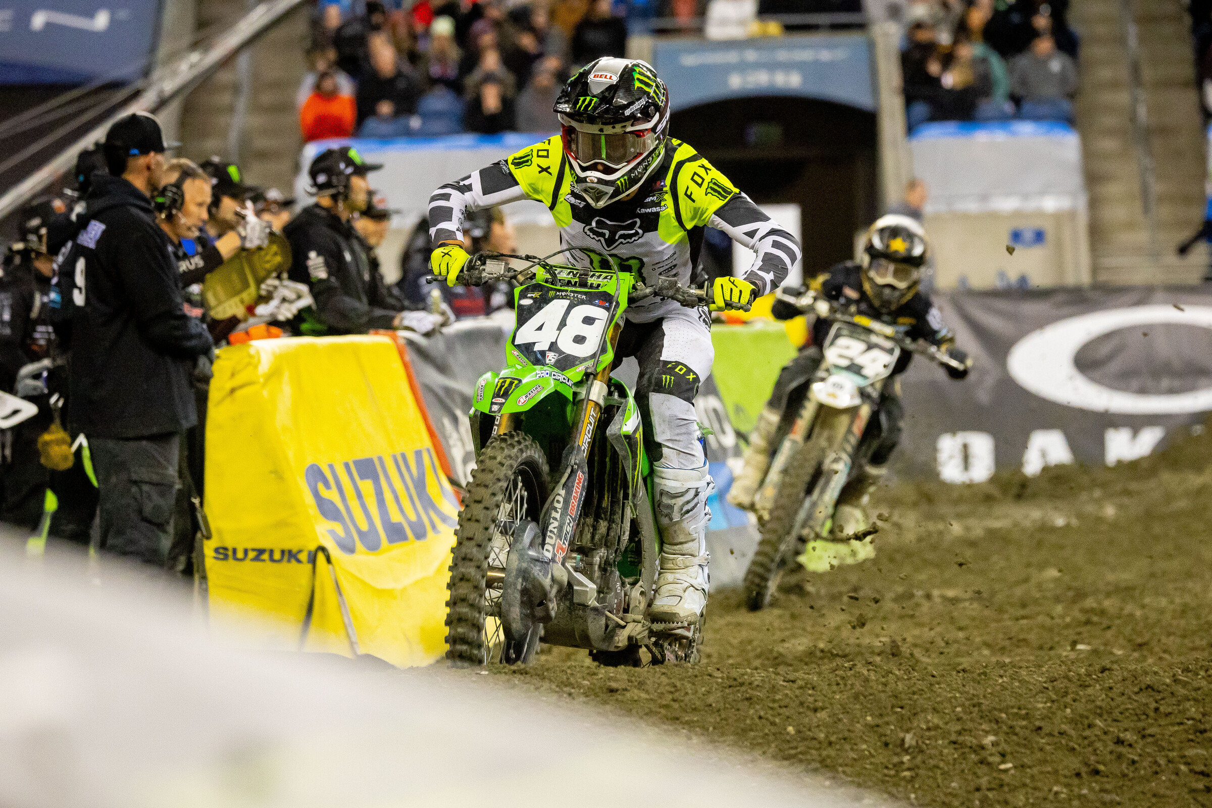 RJ Hampshire (24) hunts down Cameron McAdoo (48). 