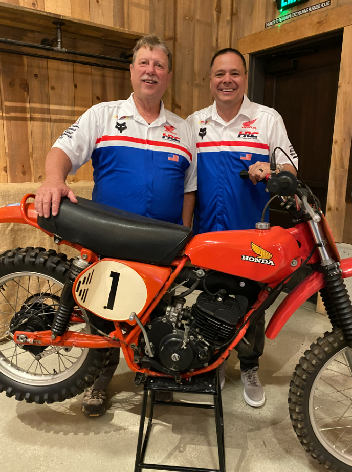 Ray Conway and Bill Savino at the Honda celebration of the 50th year of the release of the Honda CR250M Elsinore.