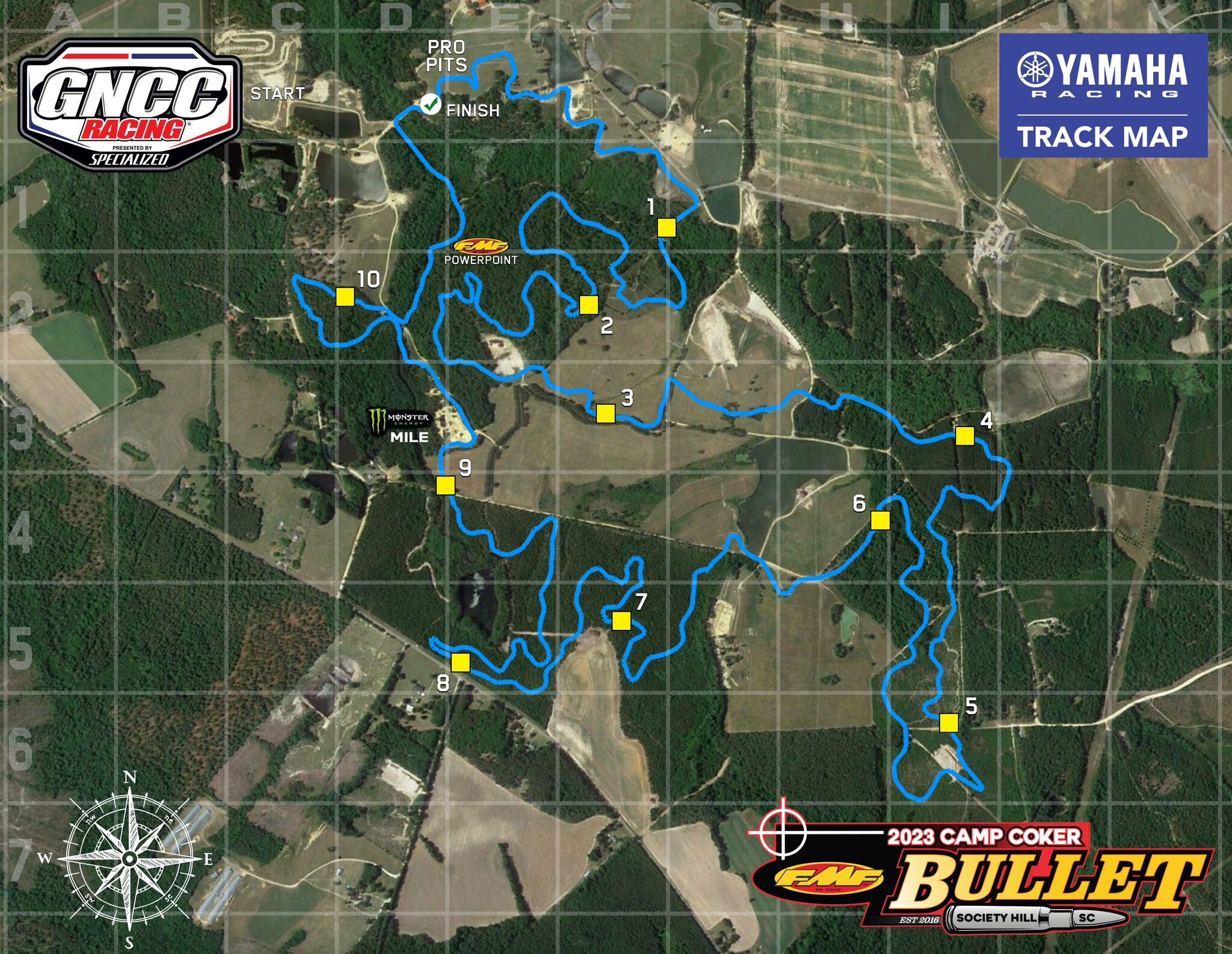 The 2023 Camp Coker Bullet GNCC track map.
