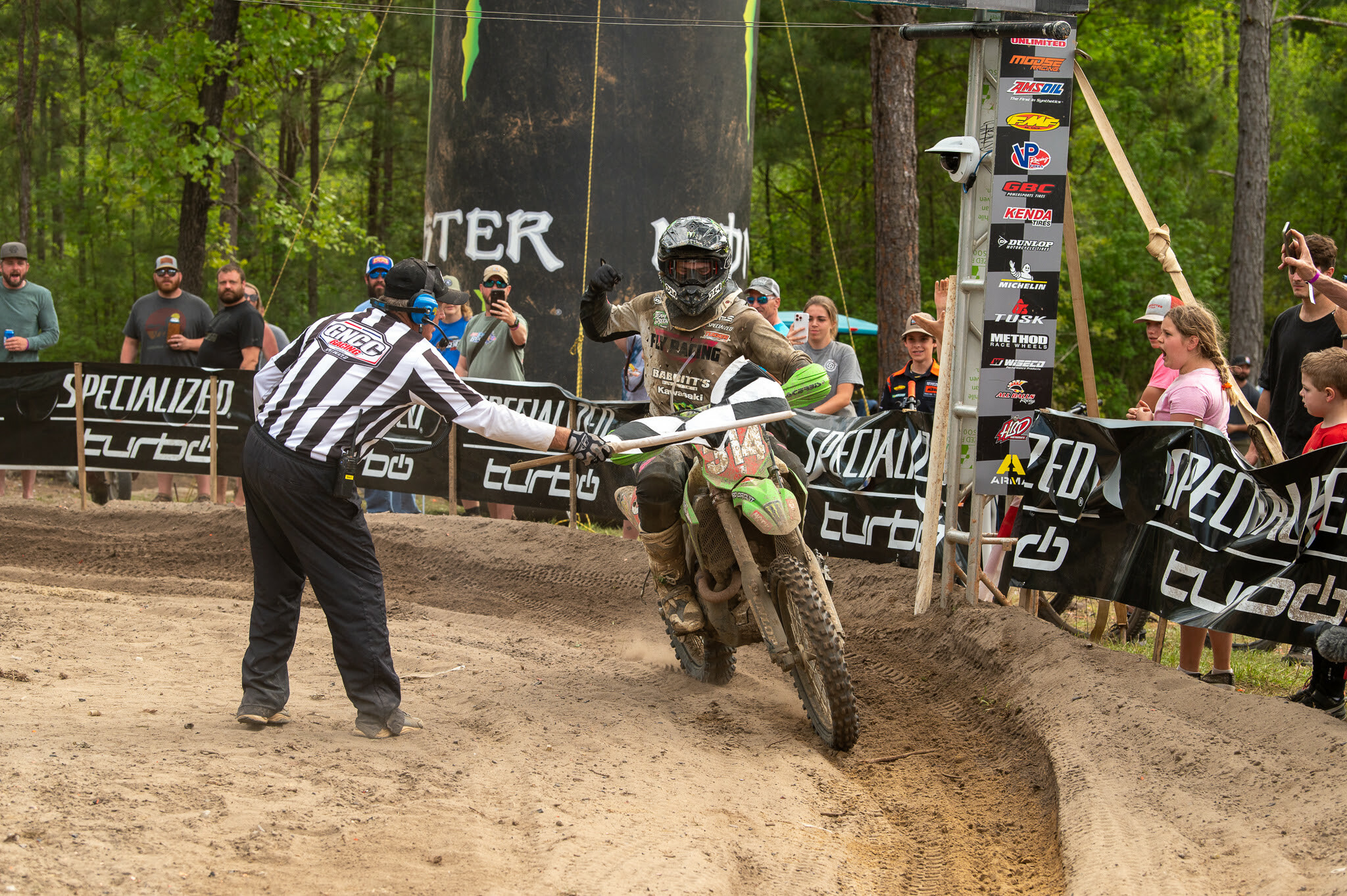 Grant Baylor (Babbitt's Online/Monster Energy/Kawasaki Team Green) battled through to earn his first win of the season.