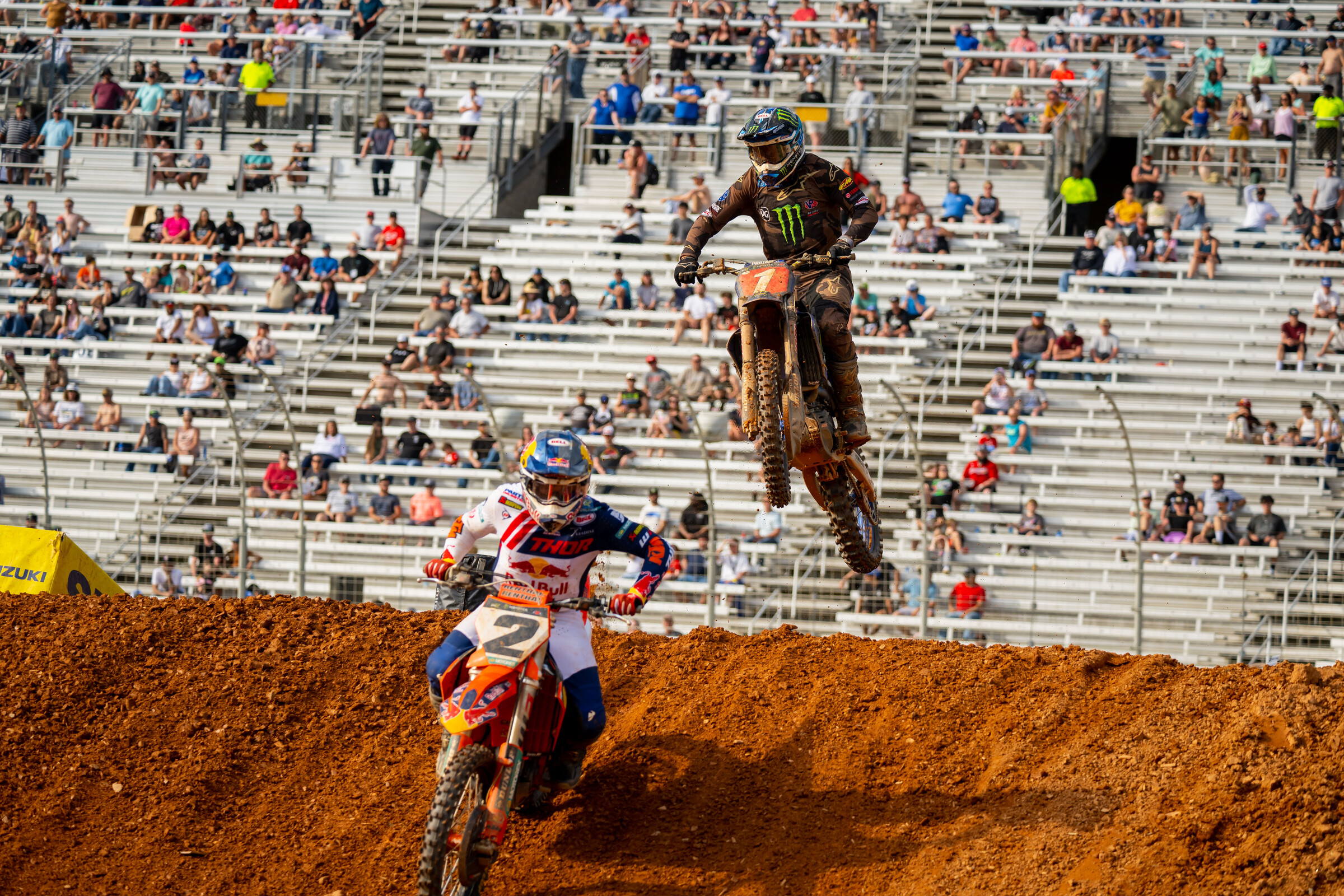 It was unusual to see Cooper Webb and Eli Tomac battle for fourth in Atlanta. 