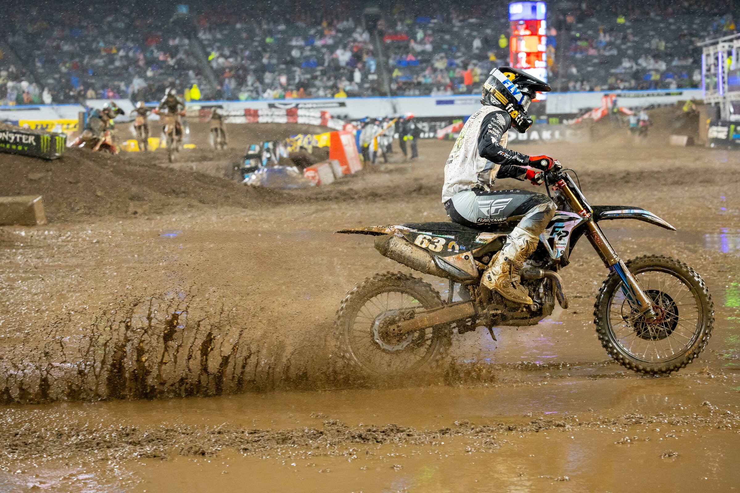 Anstie had fun playing in the puddles en route to his first career AMA Supercross 250SX main event win.