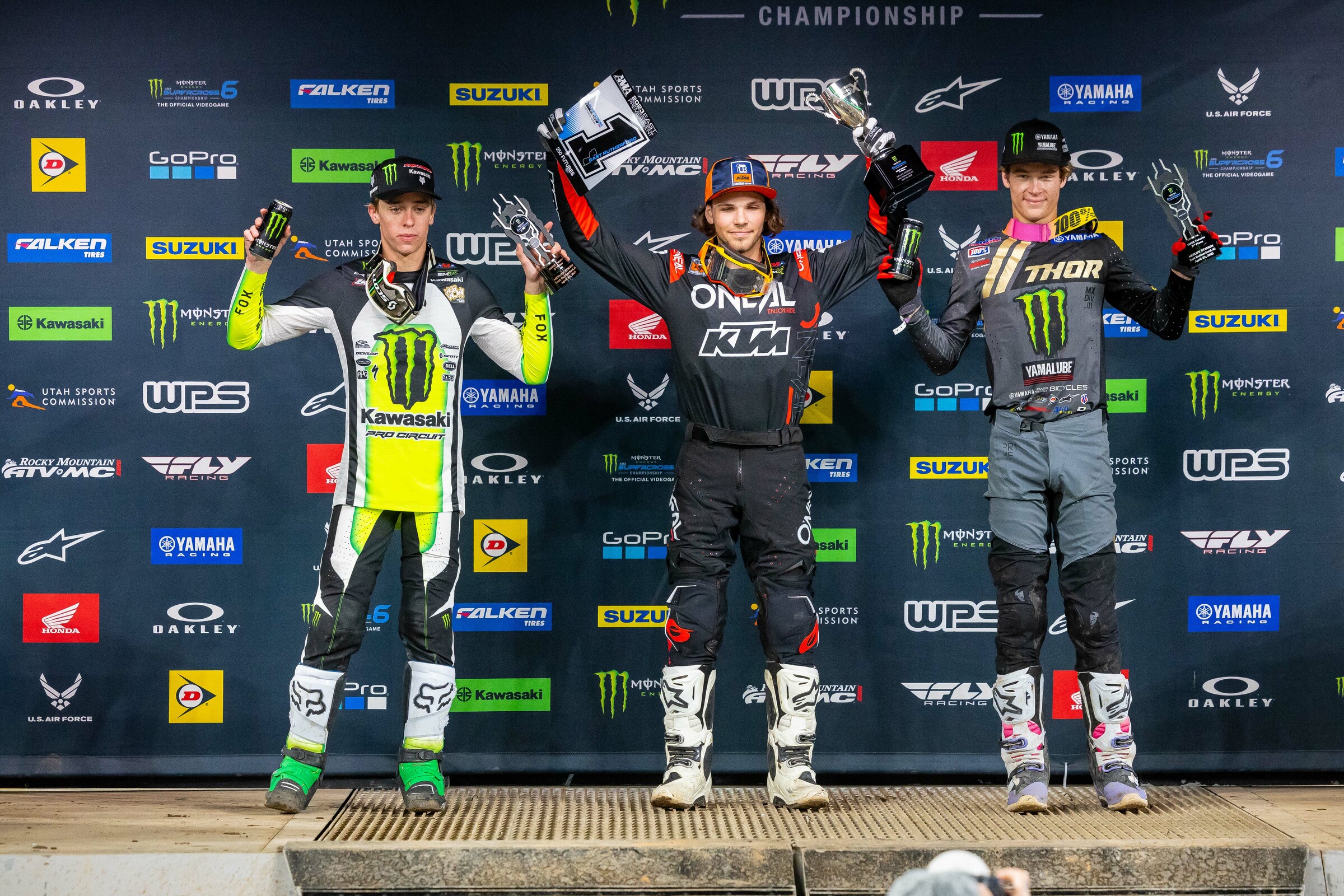 250SX Futures main event podium in New Jersey.
