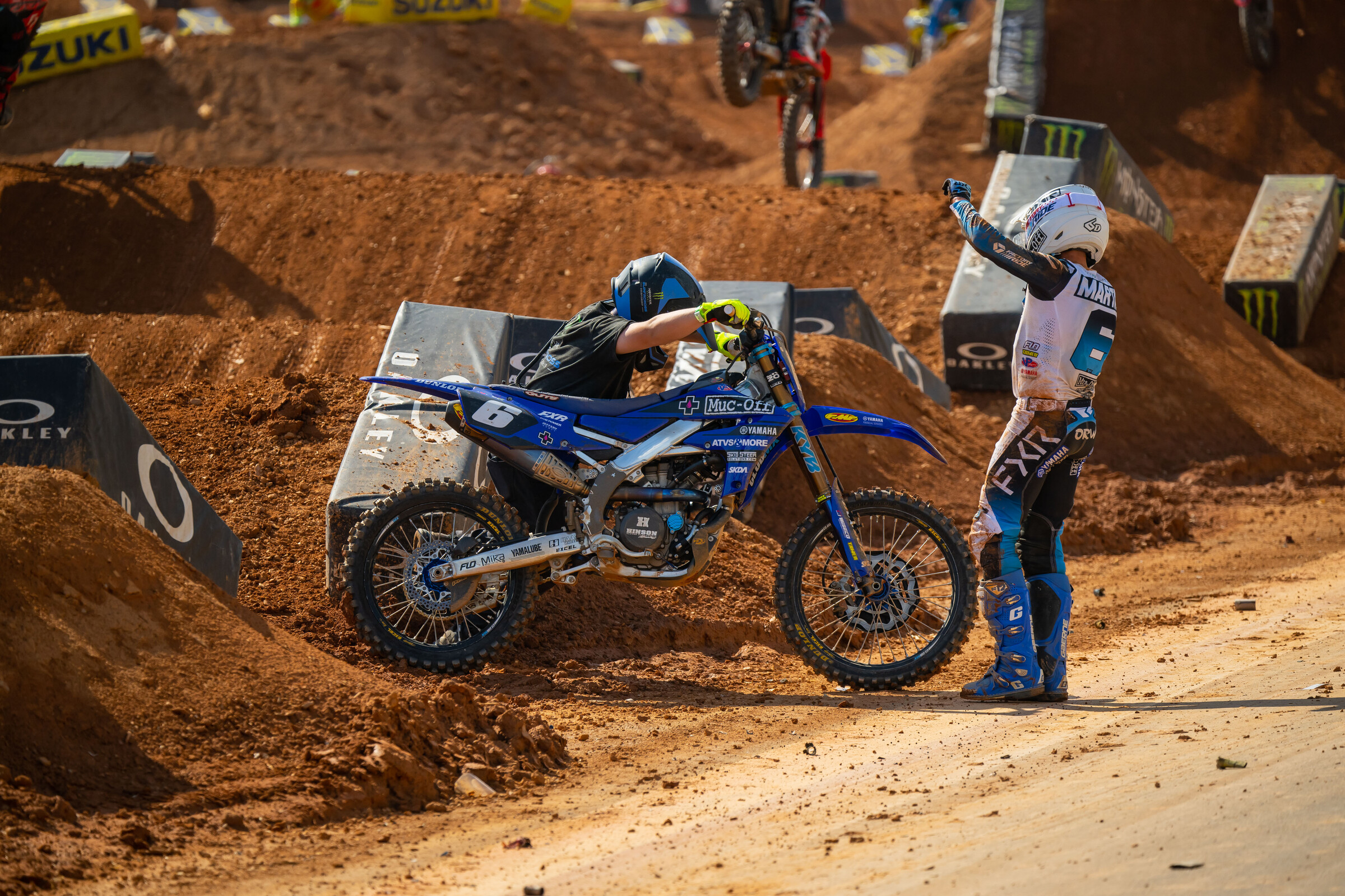 Martin collecting himself after his crash during the main event in Atlanta.
