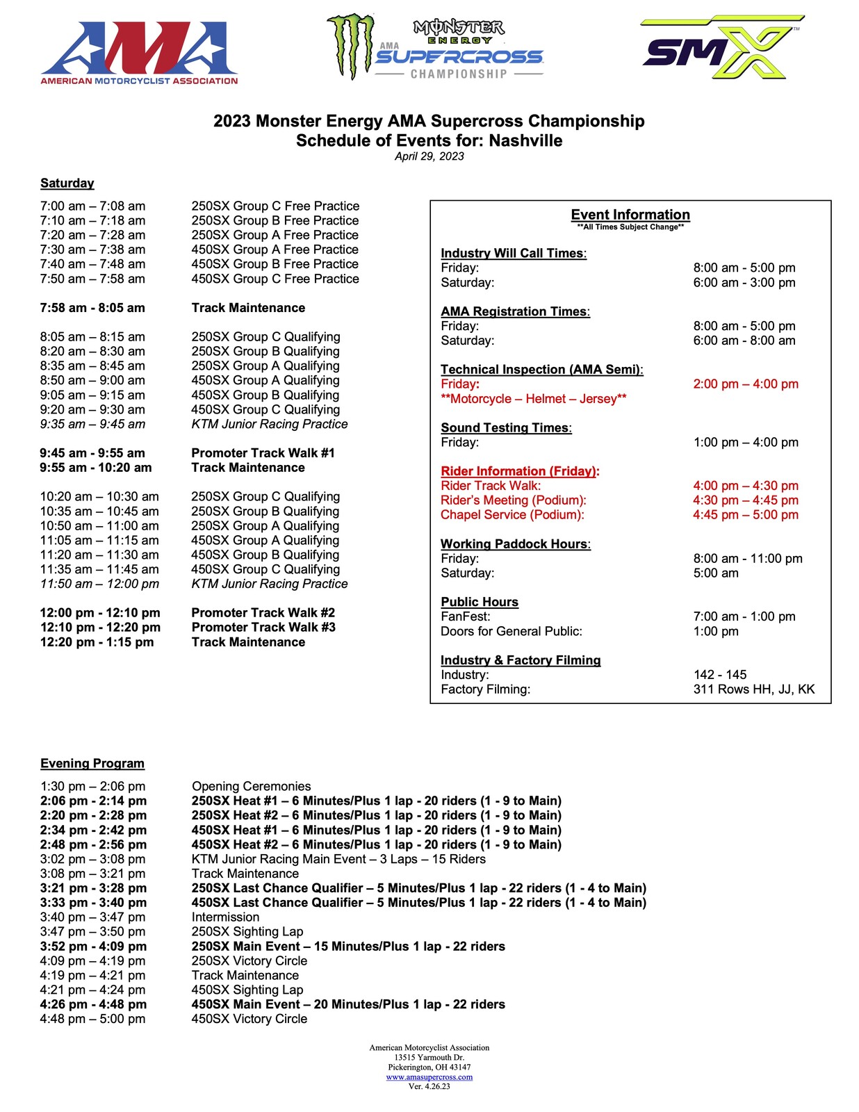 2023 Nashville Supercross is a Day Race, Here is the Schedule Racer X