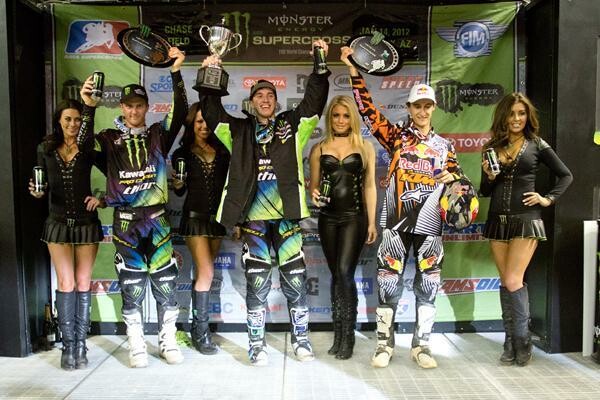 The 2012 Phoenix Supercross Lites main event podium.