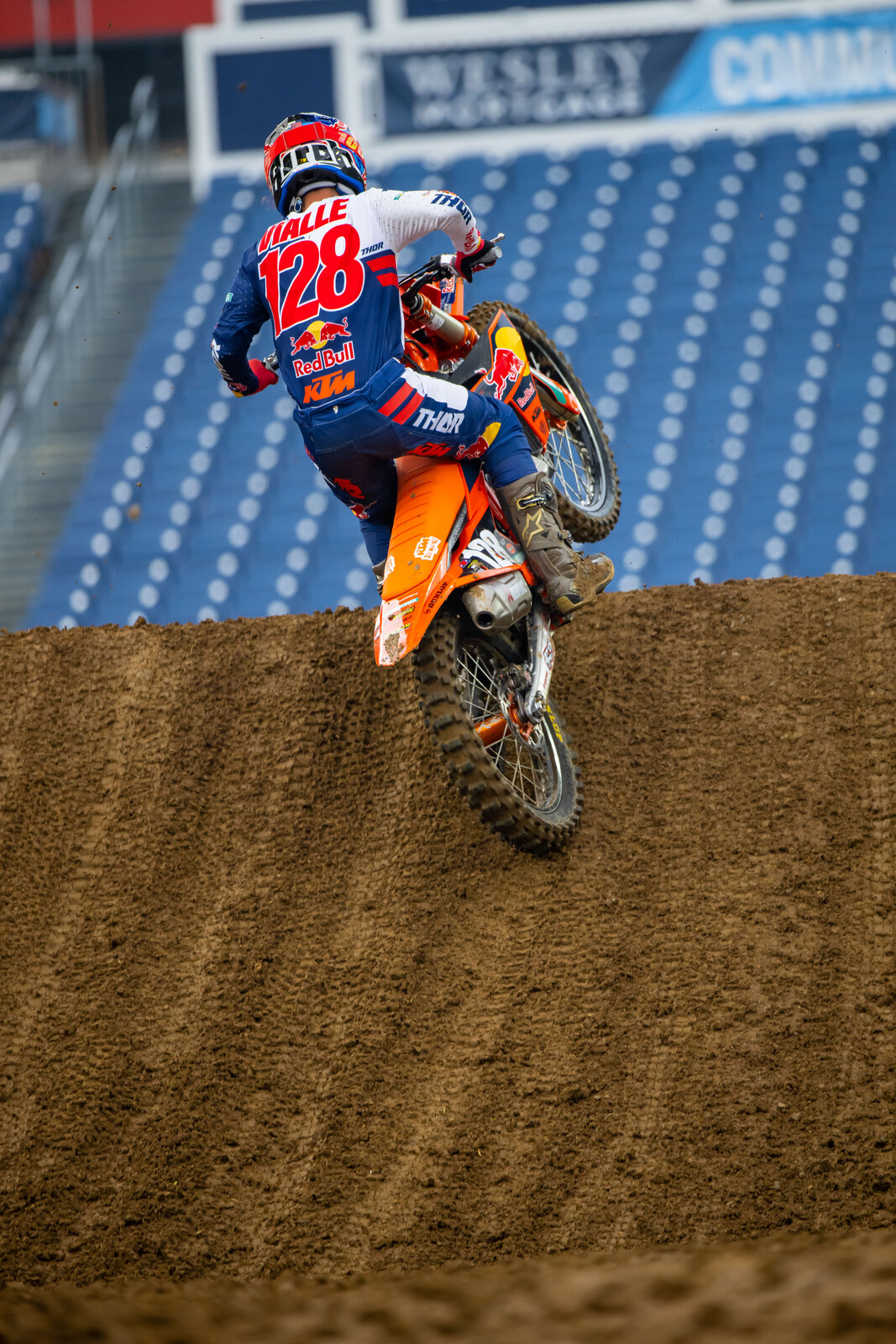 Tom Vialle had a big crash in a rhythm lane during the first 250SX timed qualifying session.