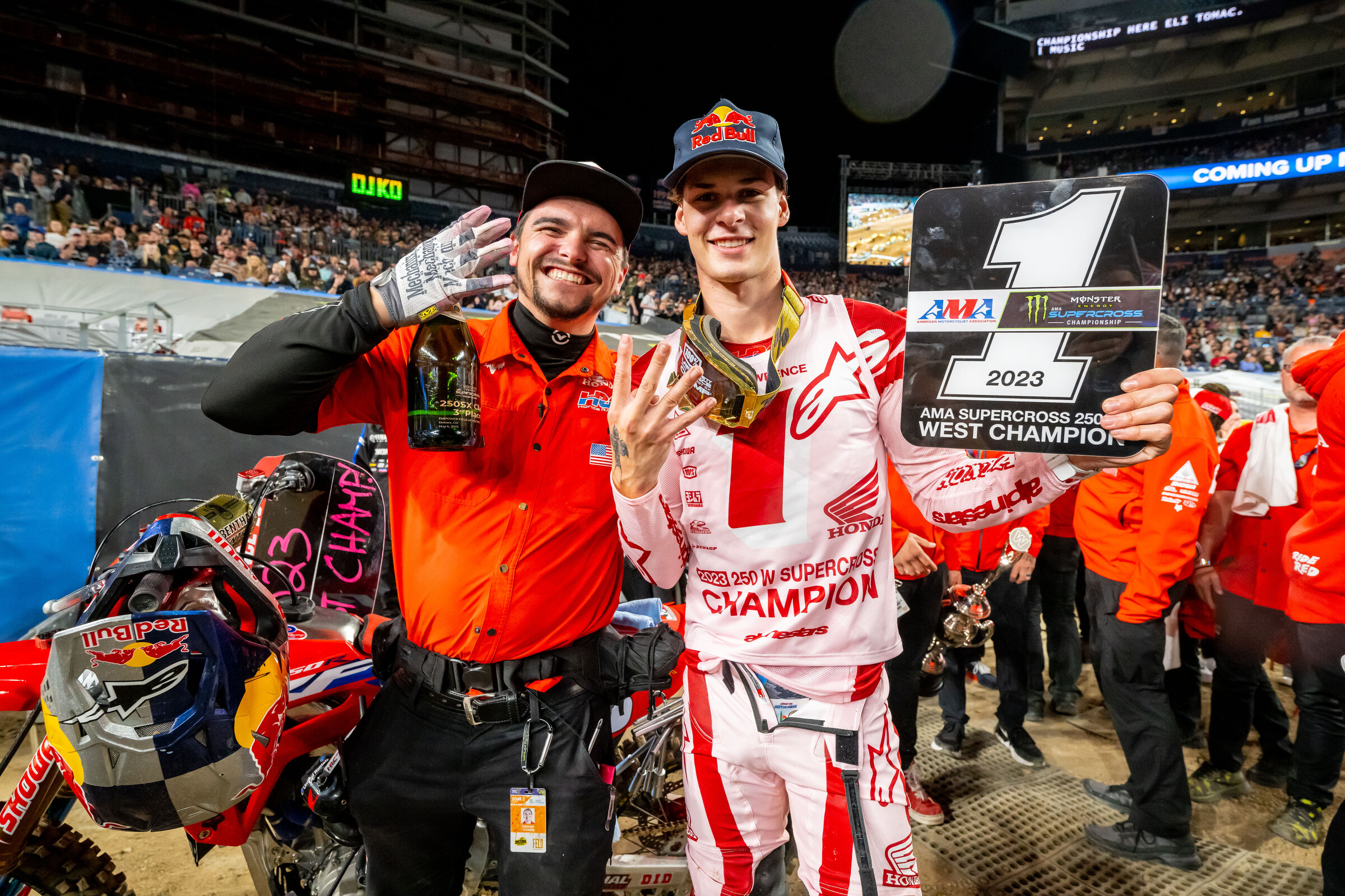 Jett Lawrence and his mechanic Christien Ducharme