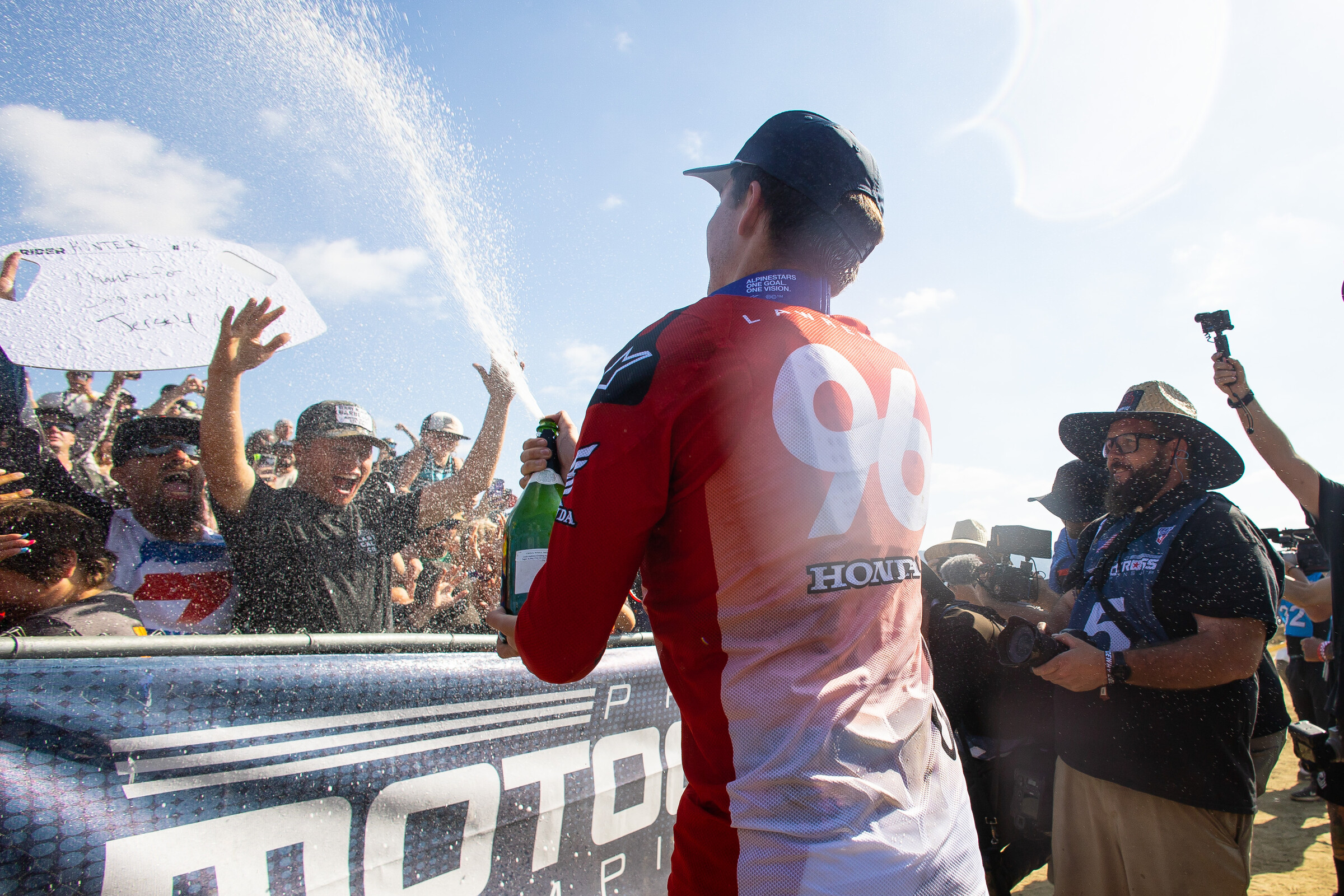 Hunter Lawrence celebrating with the crowd.