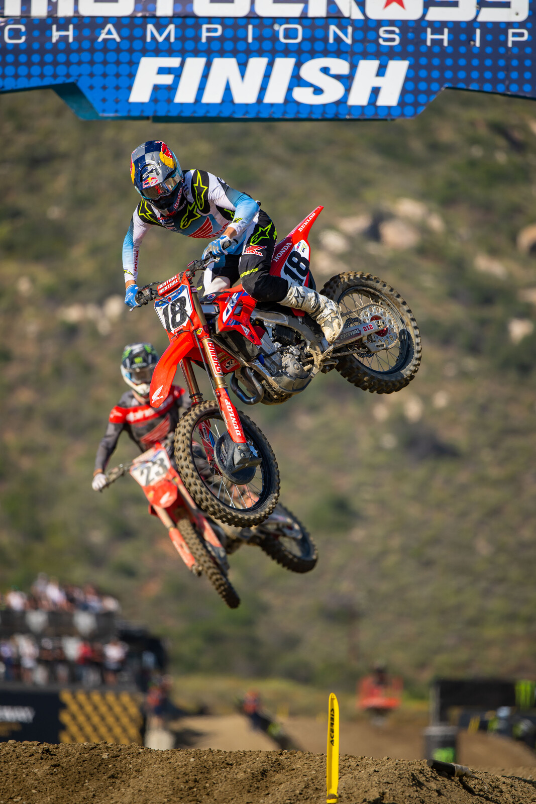 Jett Lawrence and Chase Sexton put on a show in the second moto at Fox Raceway. 