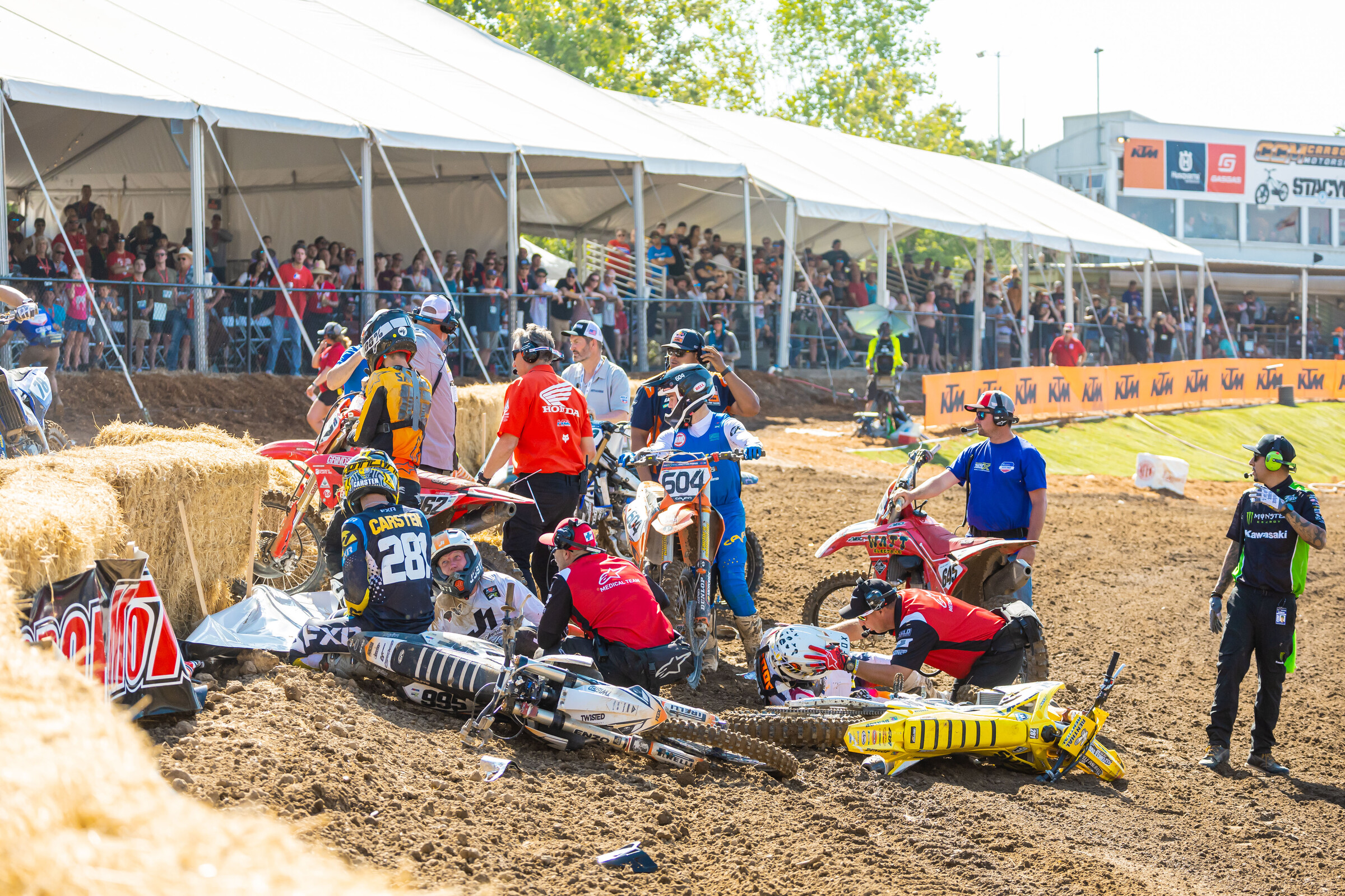 There was a big pileup at the start of the second 450 moto.