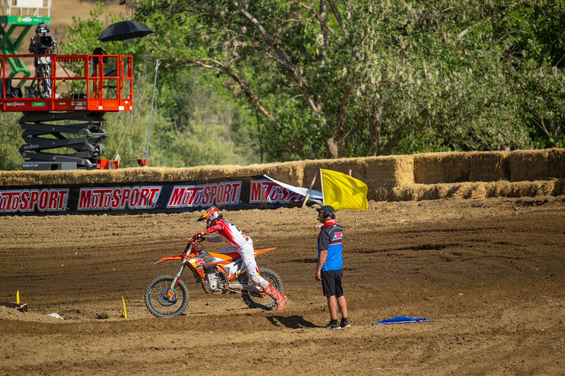Aaron Plessinger took some extra time to get going after crashing in the second moto due to a broken clutch lever.