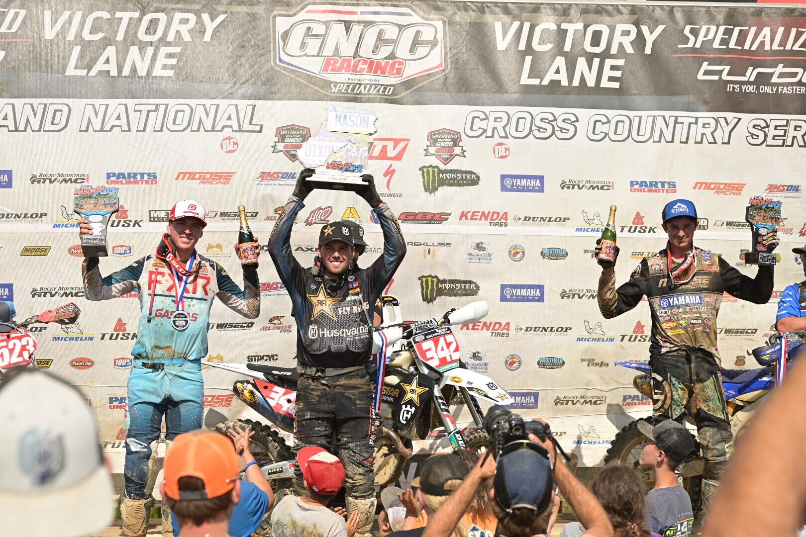 Craig Delong (center), Layne Michael (left) and Ricky Russell (right) rounded out the top three Parts Unlimited Mason-Dixon finishers.
