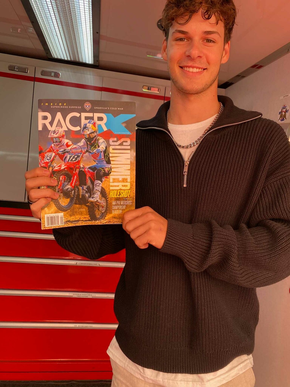 Jett Lawrence shows off his new cover shot.