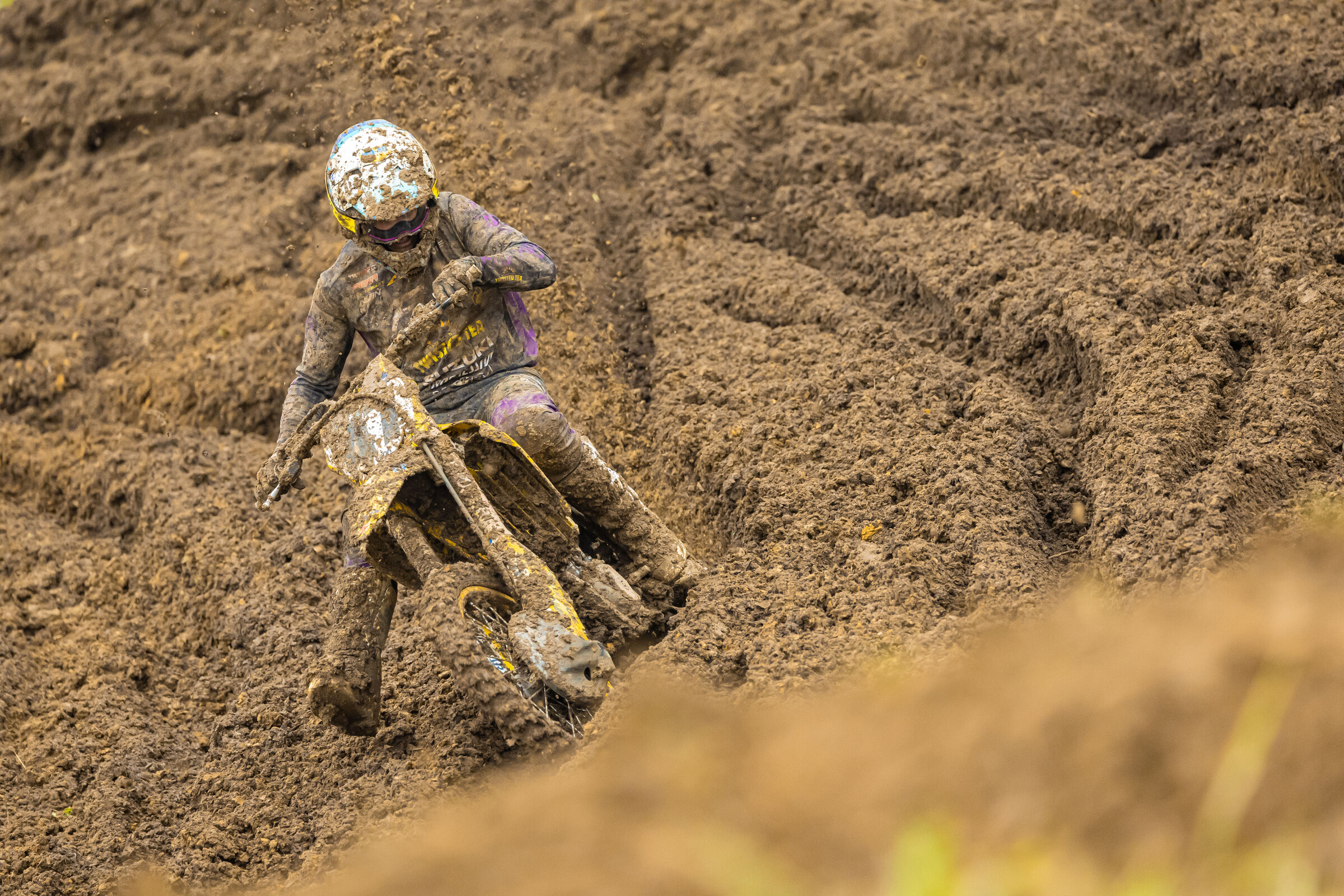 Freddie Noren in the mud. 