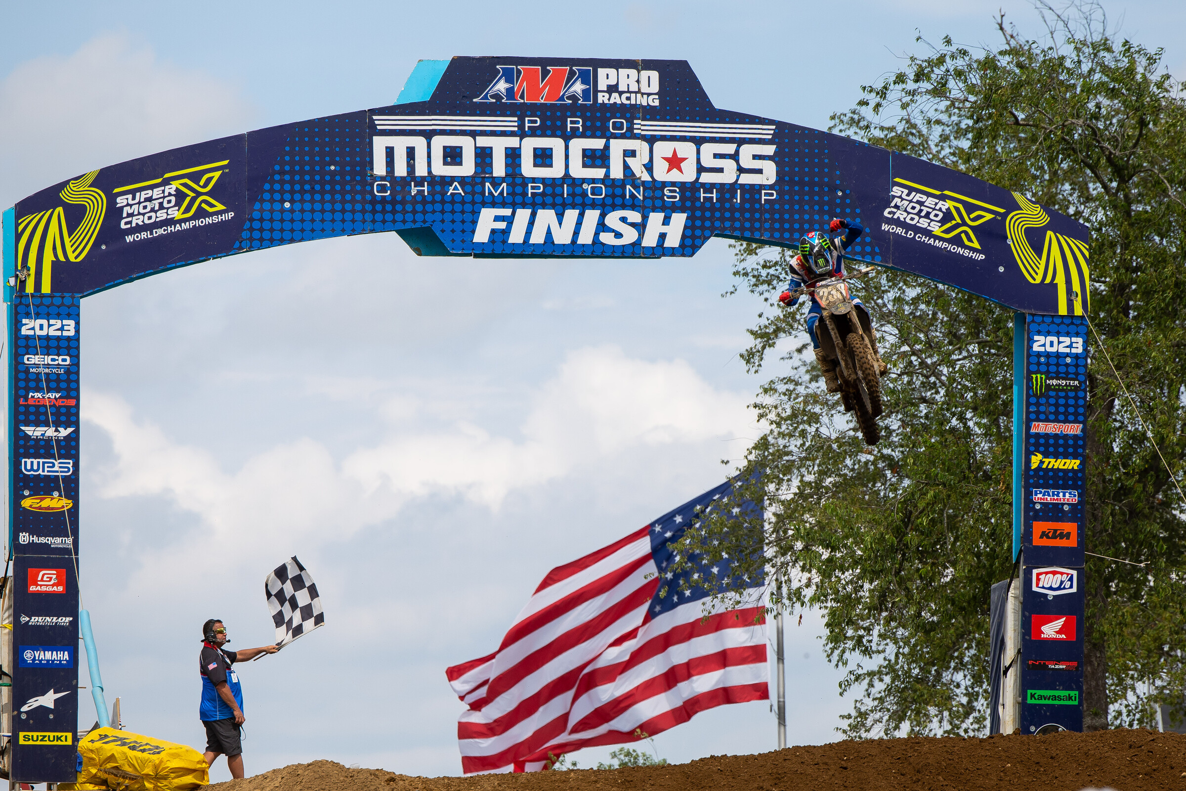 Deegan taking the checkered flag second moto, giving him the overall win.