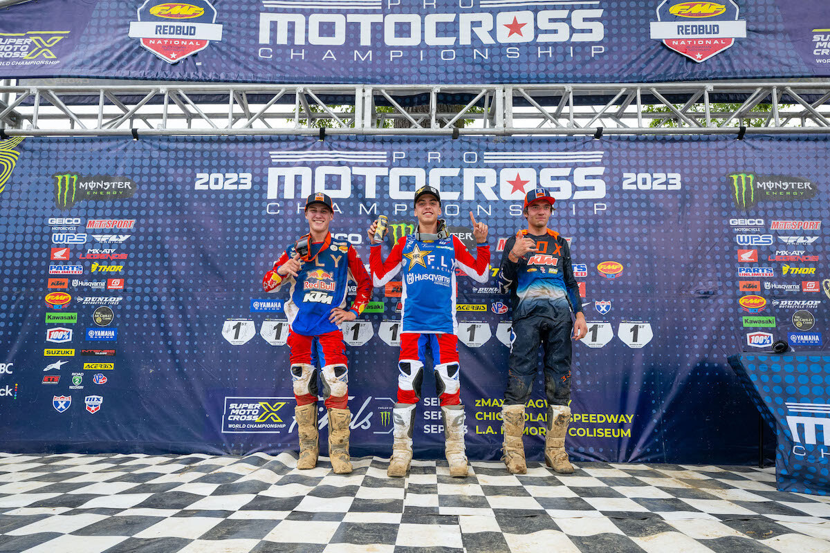 RedBud Combine overall podium finishers (left to right): Ryder McNabb, Casey Cochran, and Preston Boespflug