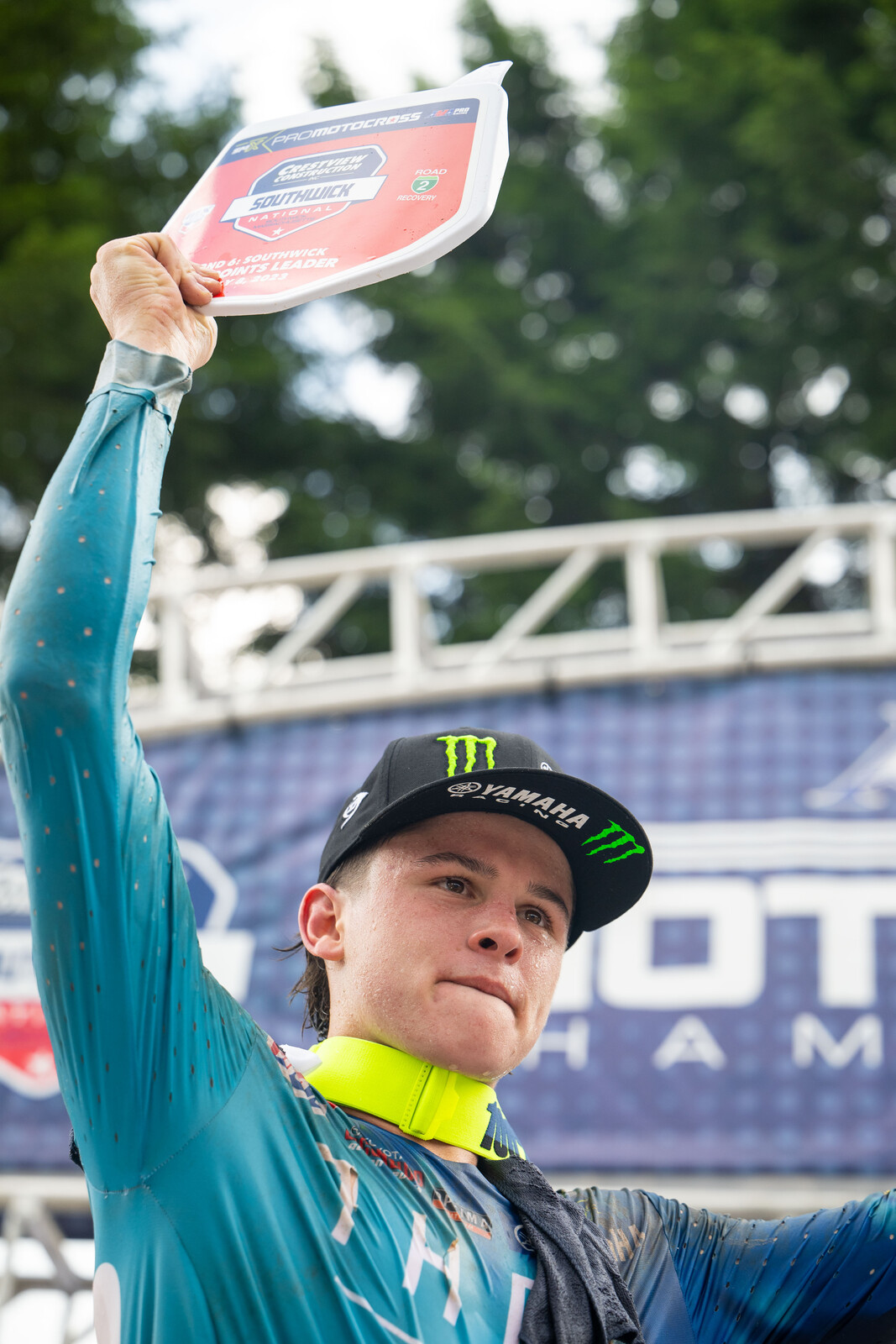 Haiden Deegan is officially the points leader in the 250 Class Pro Motocross Championship. He was 4-10 for sixth overall and not happy with his performance in the sand.