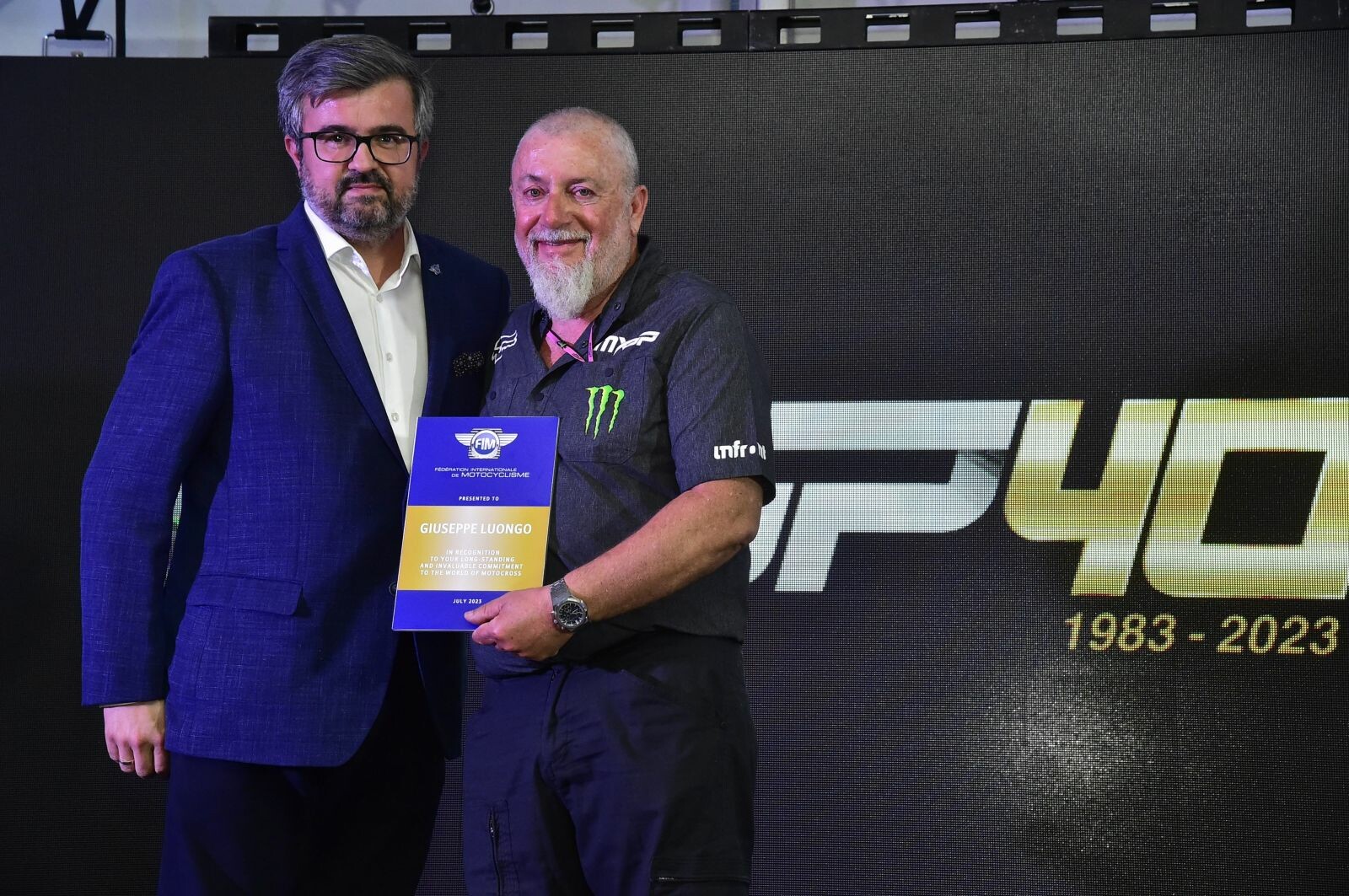 FIM Europe President Michal Sikora with Luongo.