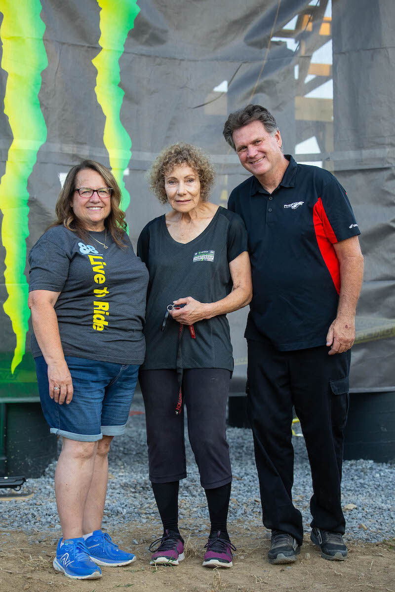 (L to R) Debi Bartosek (Founder, 88 Live to Ride), Rita Coombs (Founder, MX Sports & AMA Amateur National Motocross Championship at Loretta Lynn's), and David Eller (Owner, Makson Construction & Phoenix Racing).