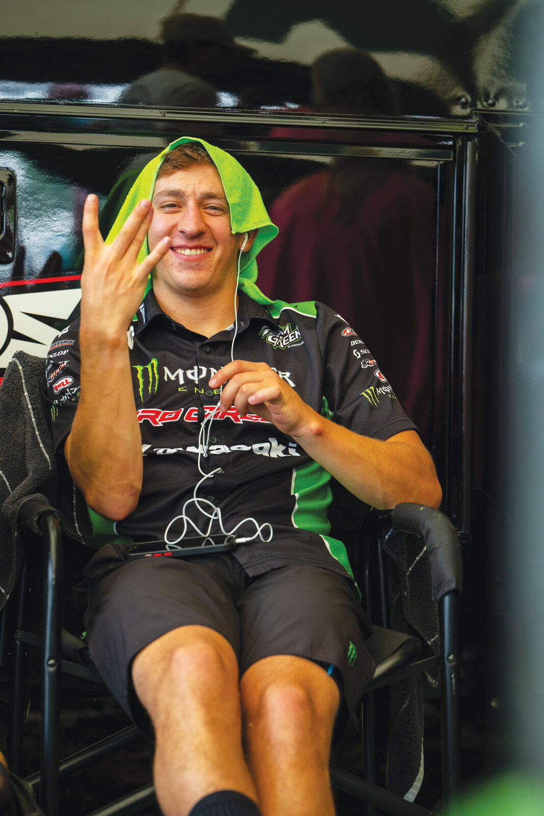 Seth Hammaker shows off his suburbia gang signals.